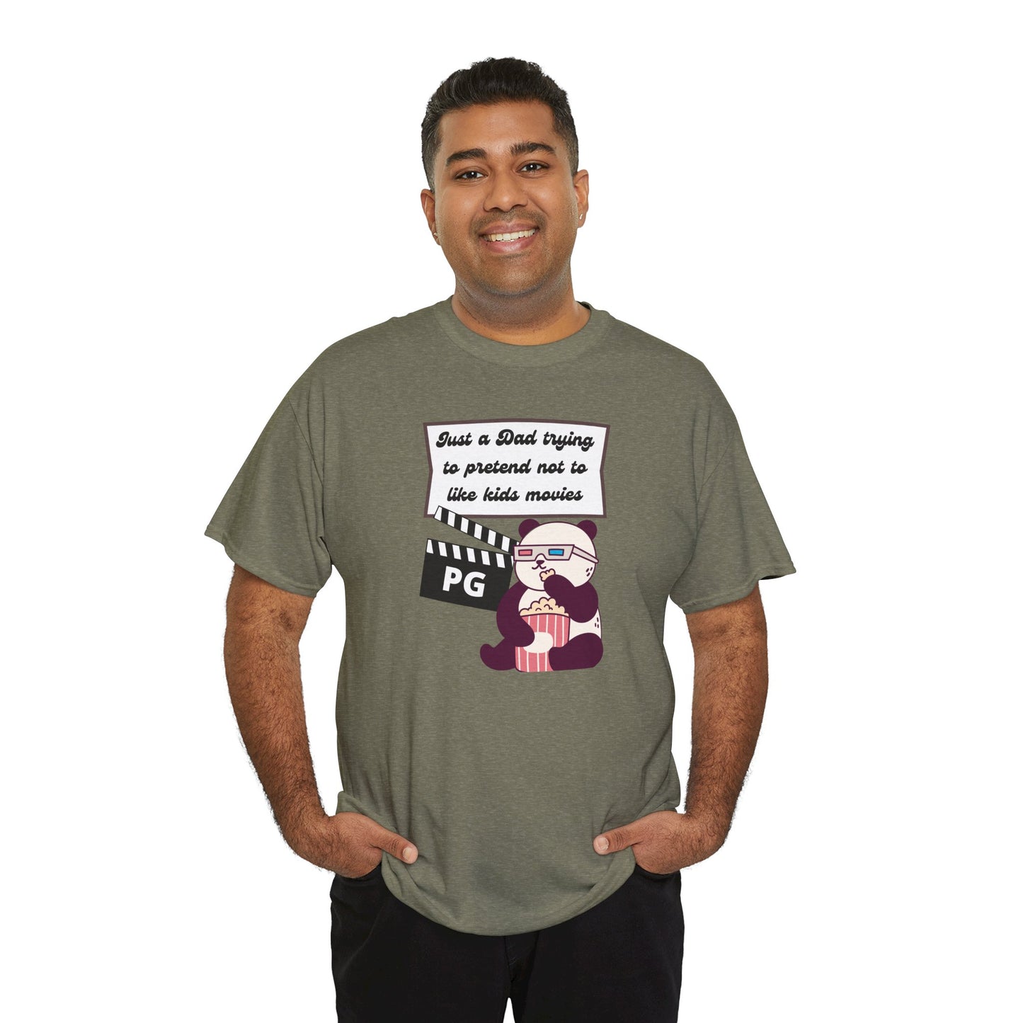 Funny Dad Tee - "Just a Dad Trying to Pretend Not to Like Kids Movies" Unisex Heavy Cotton Shirt