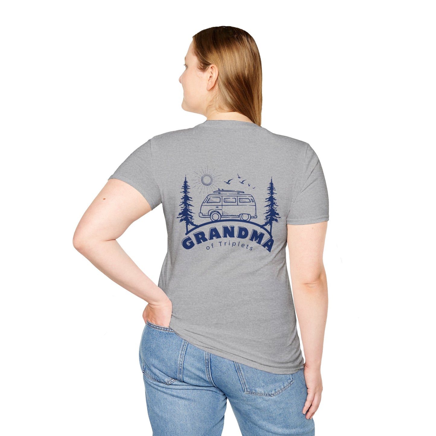 Grandma of Triplets - Camper Van Graphic-Front and Back Design
