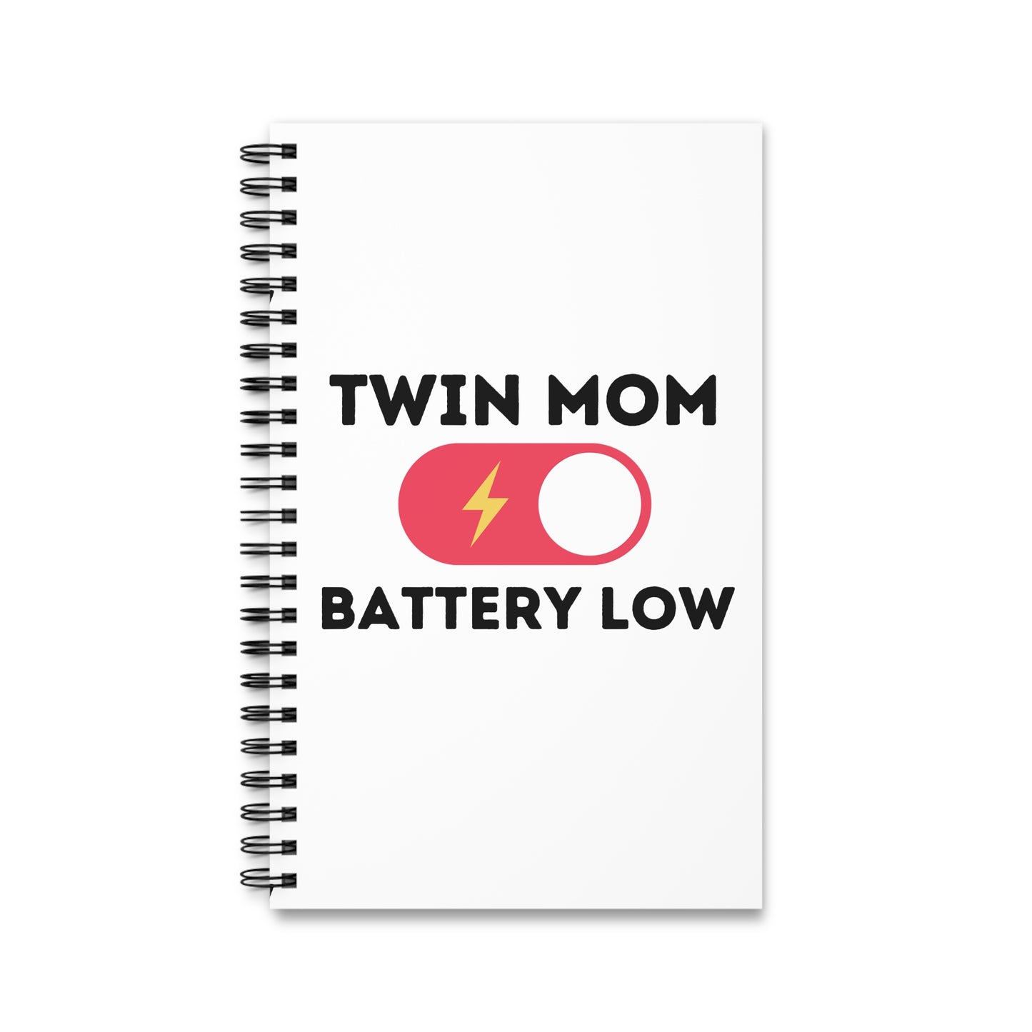 Twin Mom Battery Low Spiral Journal - Perfect Gift for Mothers, Ideal for Journaling and Note-taking