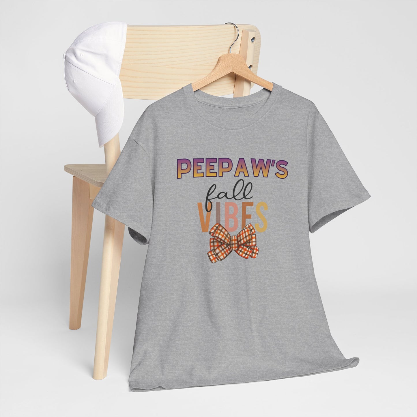 Pepaw's Fall Vibes T-Shirt — Grandpa Autumn Plaid Bow Tee