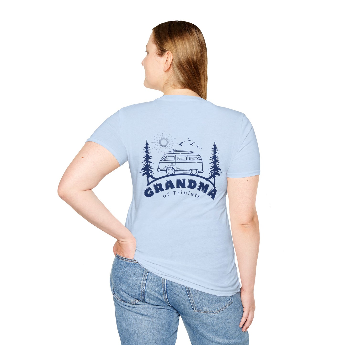 Grandma of Triplets - Camper Van Graphic-Front and Back Design