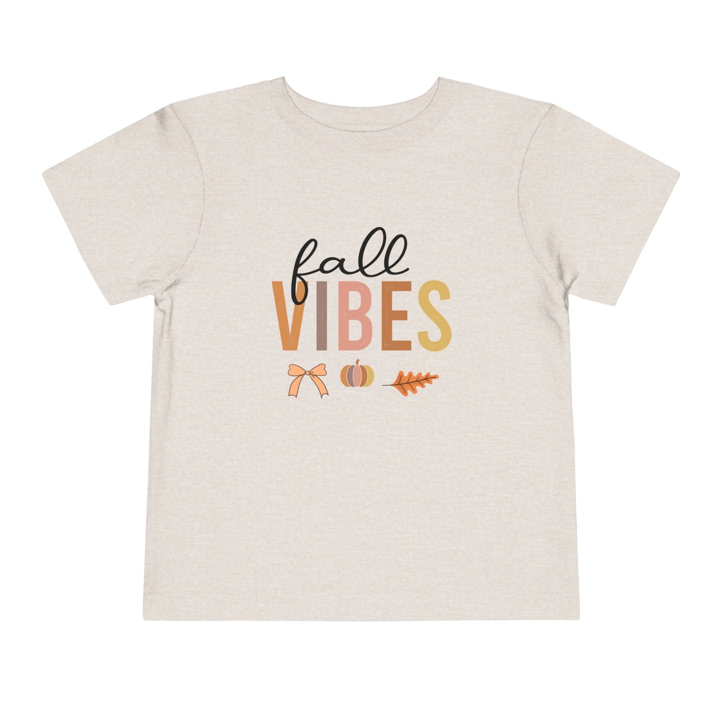 Toddler Tee – "Fall Vibes" Pumpkin & Leaf Autumn Graphic