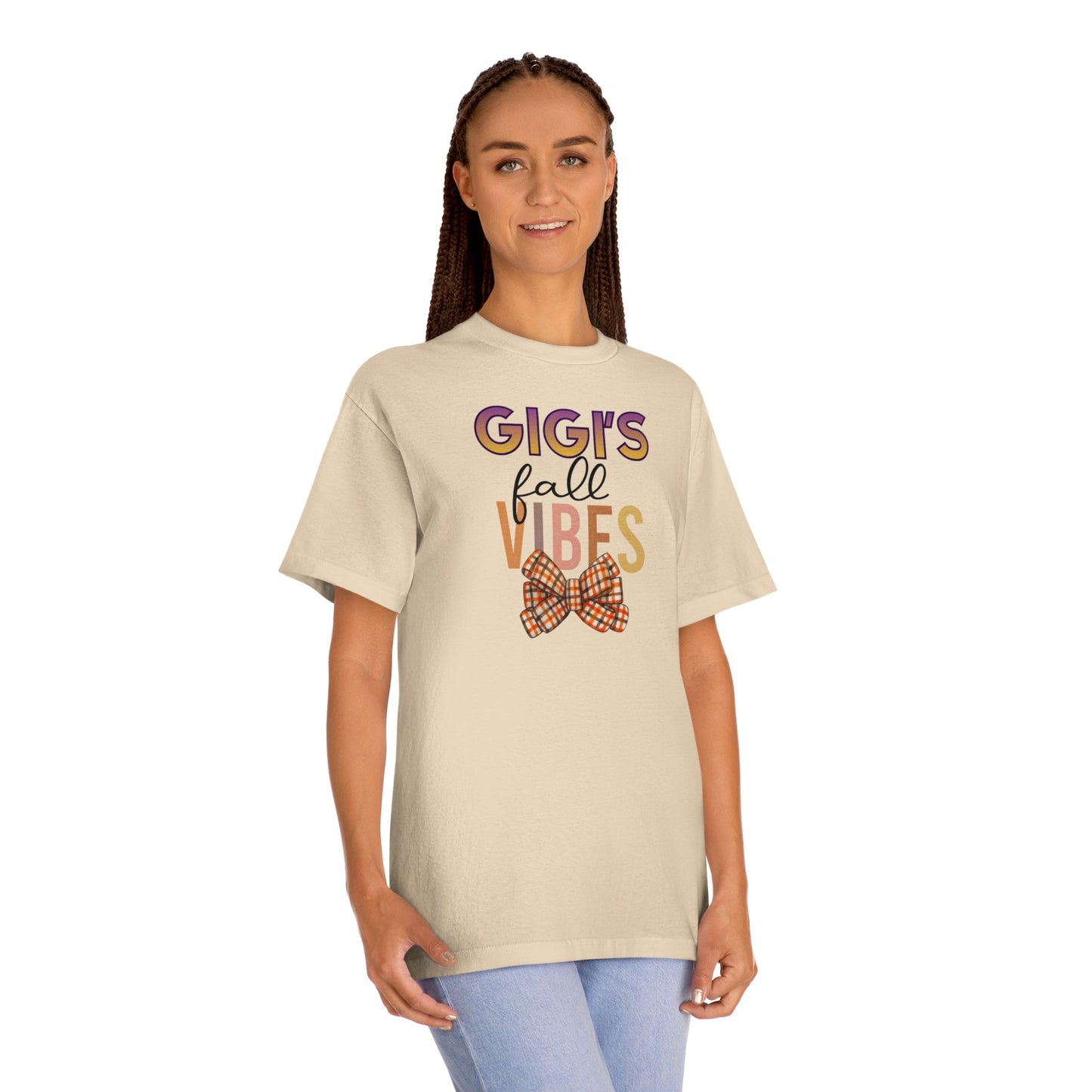 Gigi's Fall Vibes Tee — Plaid Bow Grandma Autumn Shirt