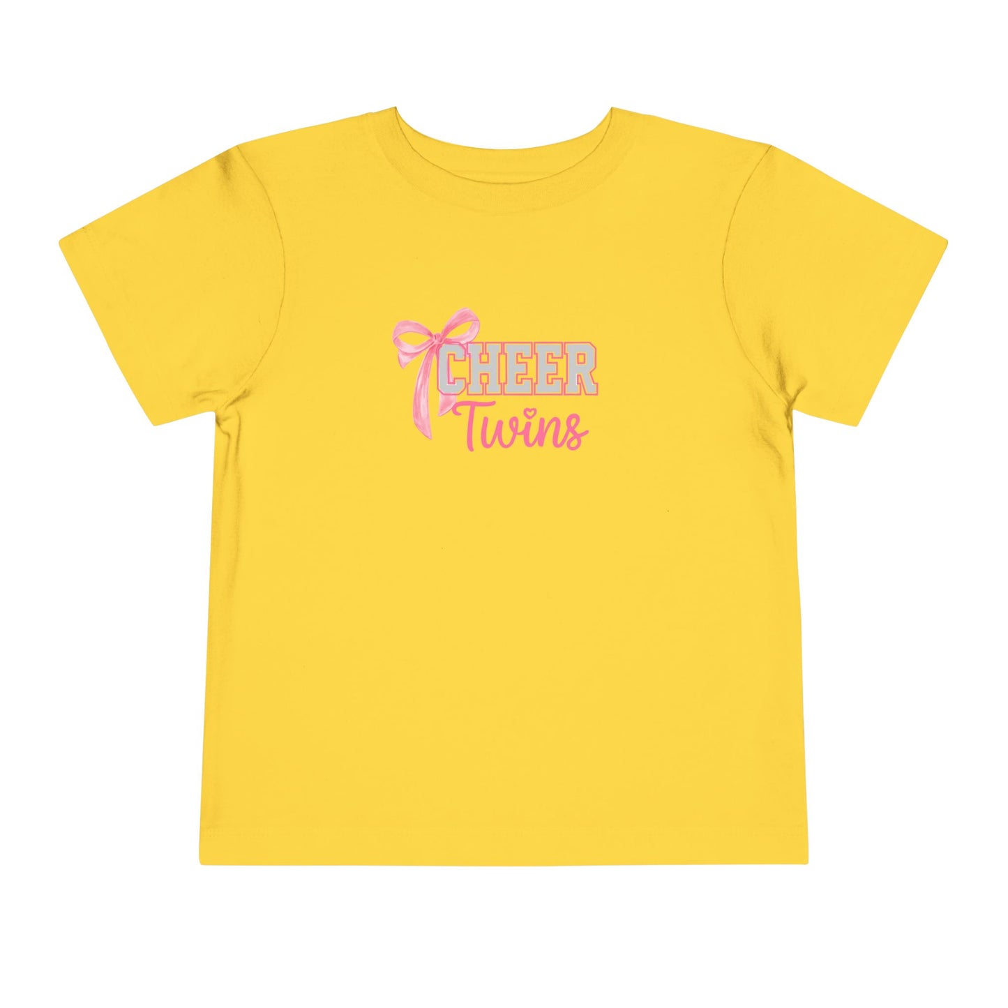 Toddler Tee - "Cheer Twins" Pink Bow Graphic