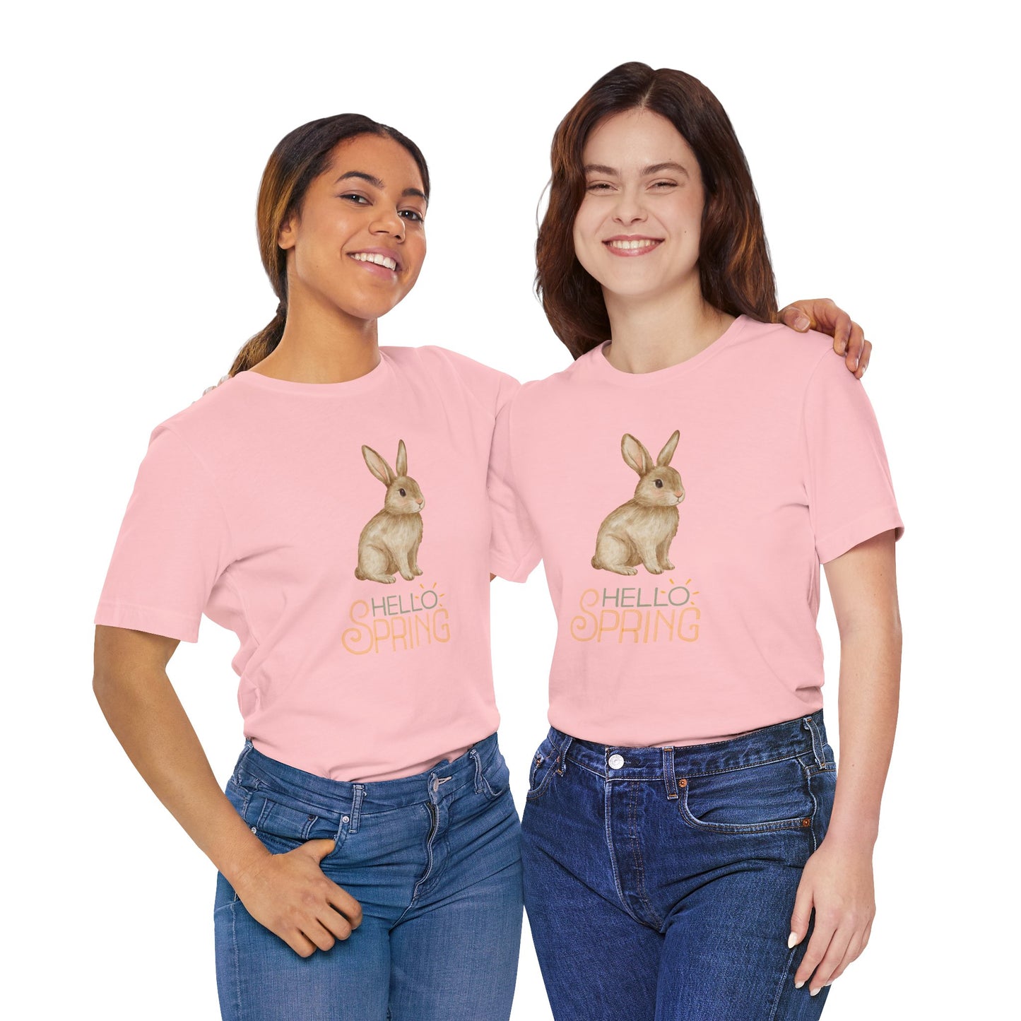 Hello Spring Bunny T-Shirt — Cute Watercolor Rabbit Spring Tee