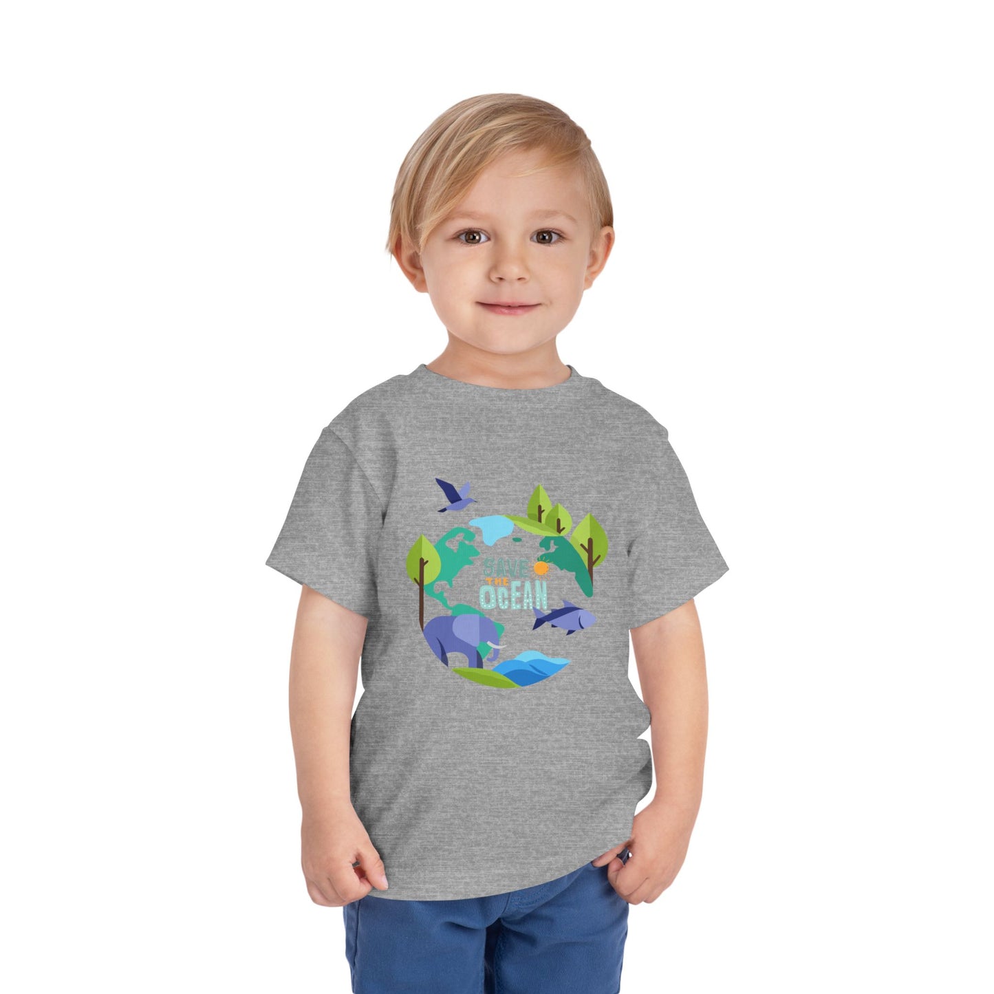 Toddler Tee - "Save the Ocean" Eco Wildlife Graphic