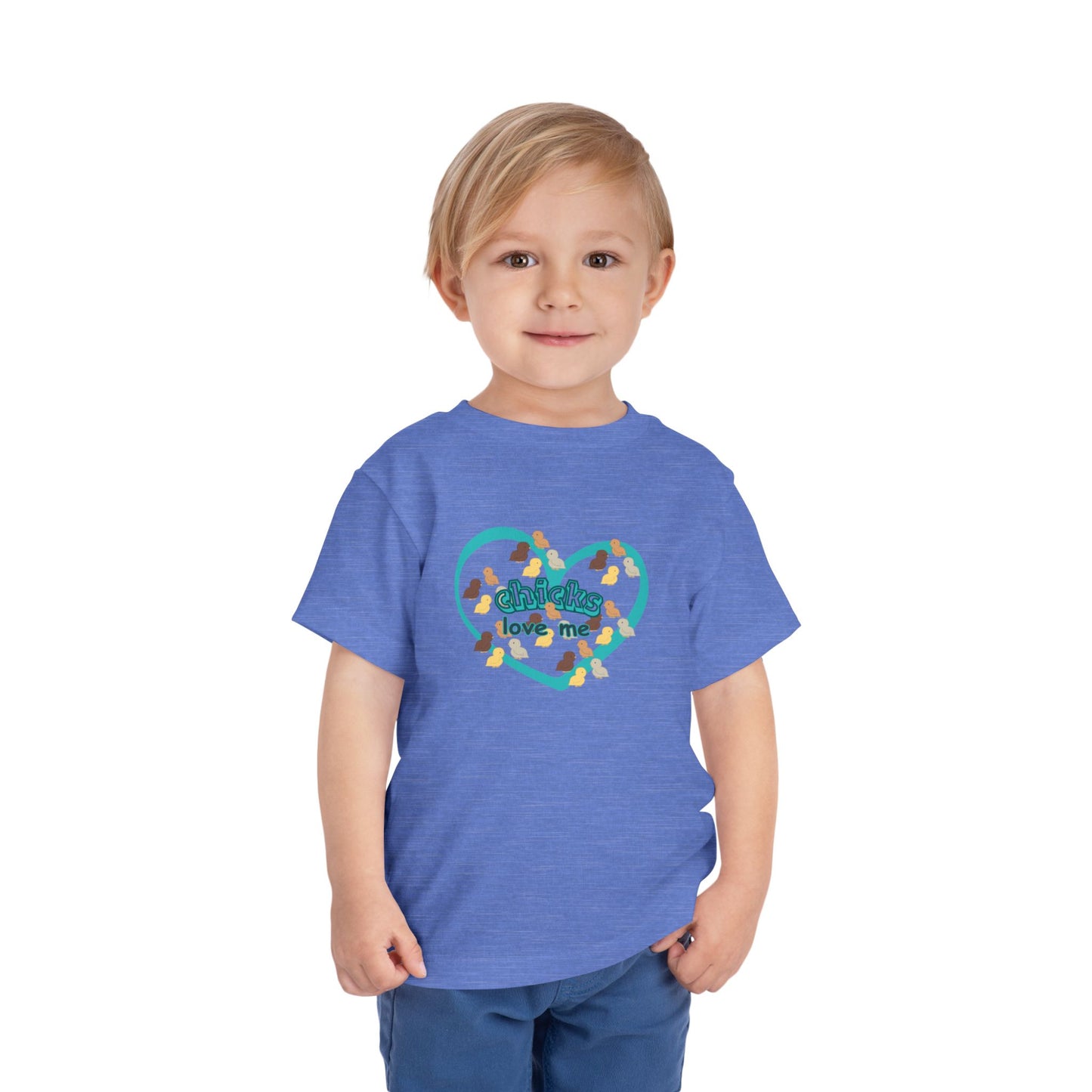 Toddler Easter Tee — "Chicks Love Me" Joke Heart Chick Pattern Shirt for boys