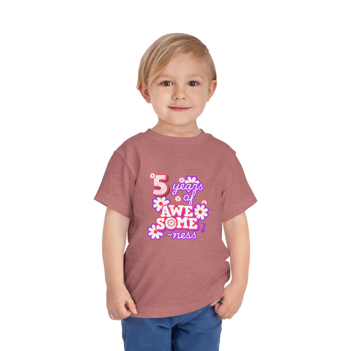 5th Birthday Tee — "5 Years of Awesomeness" Birthday Shirt (Girls)