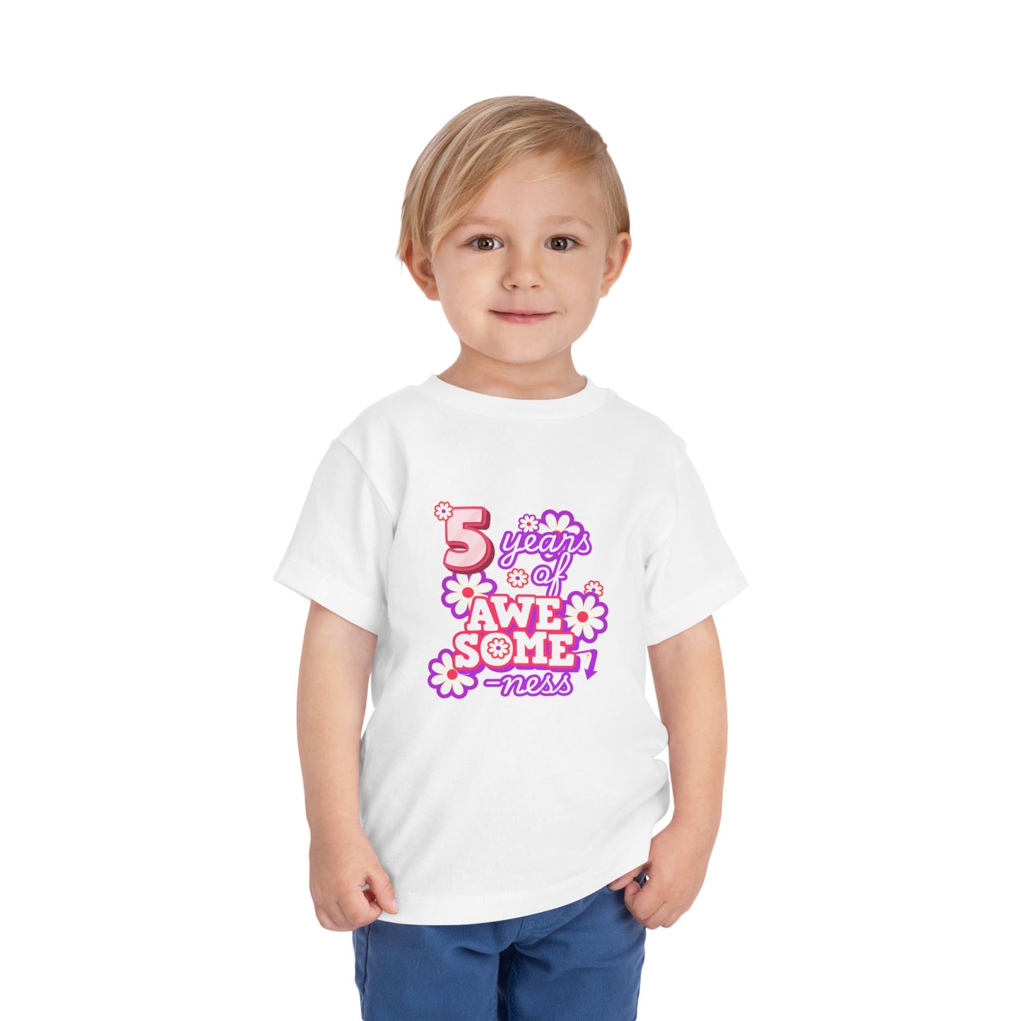 5th Birthday Tee — "5 Years of Awesomeness" Birthday Shirt (Girls)