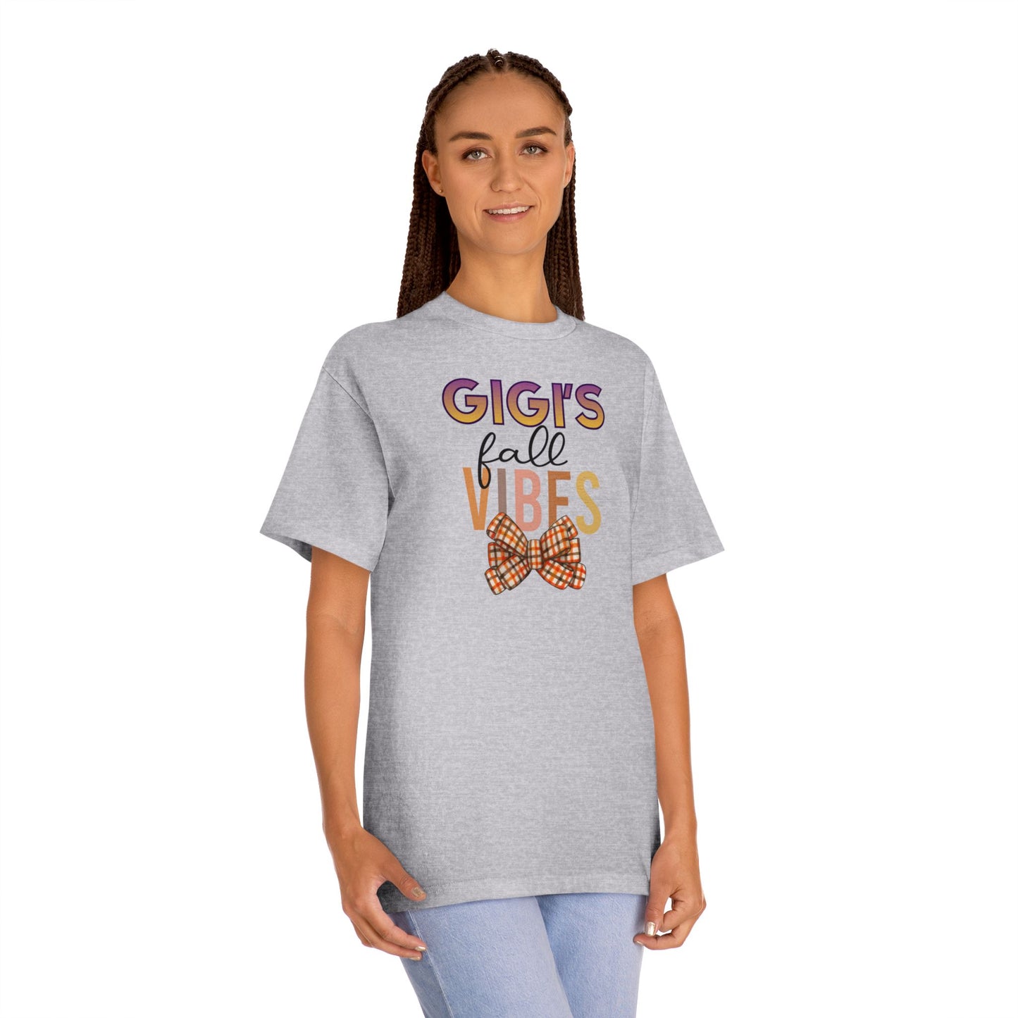 Gigi's Fall Vibes Tee — Plaid Bow Grandma Autumn Shirt