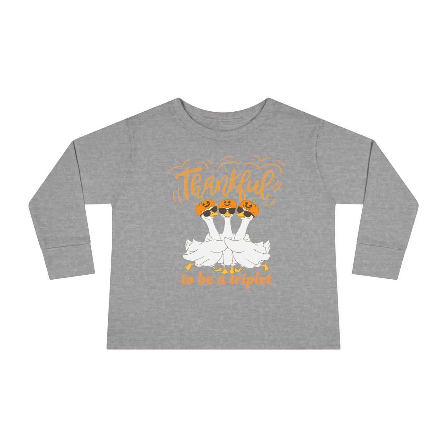 Thankful to Be a Triplet Toddler Long Sleeve Tee