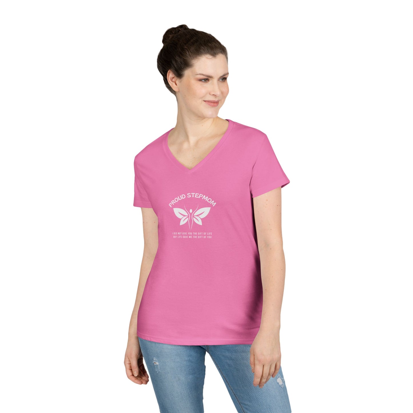 "Proud Stepmom"- V-Neck T-Shirt - Cute Gift for Stepmoms