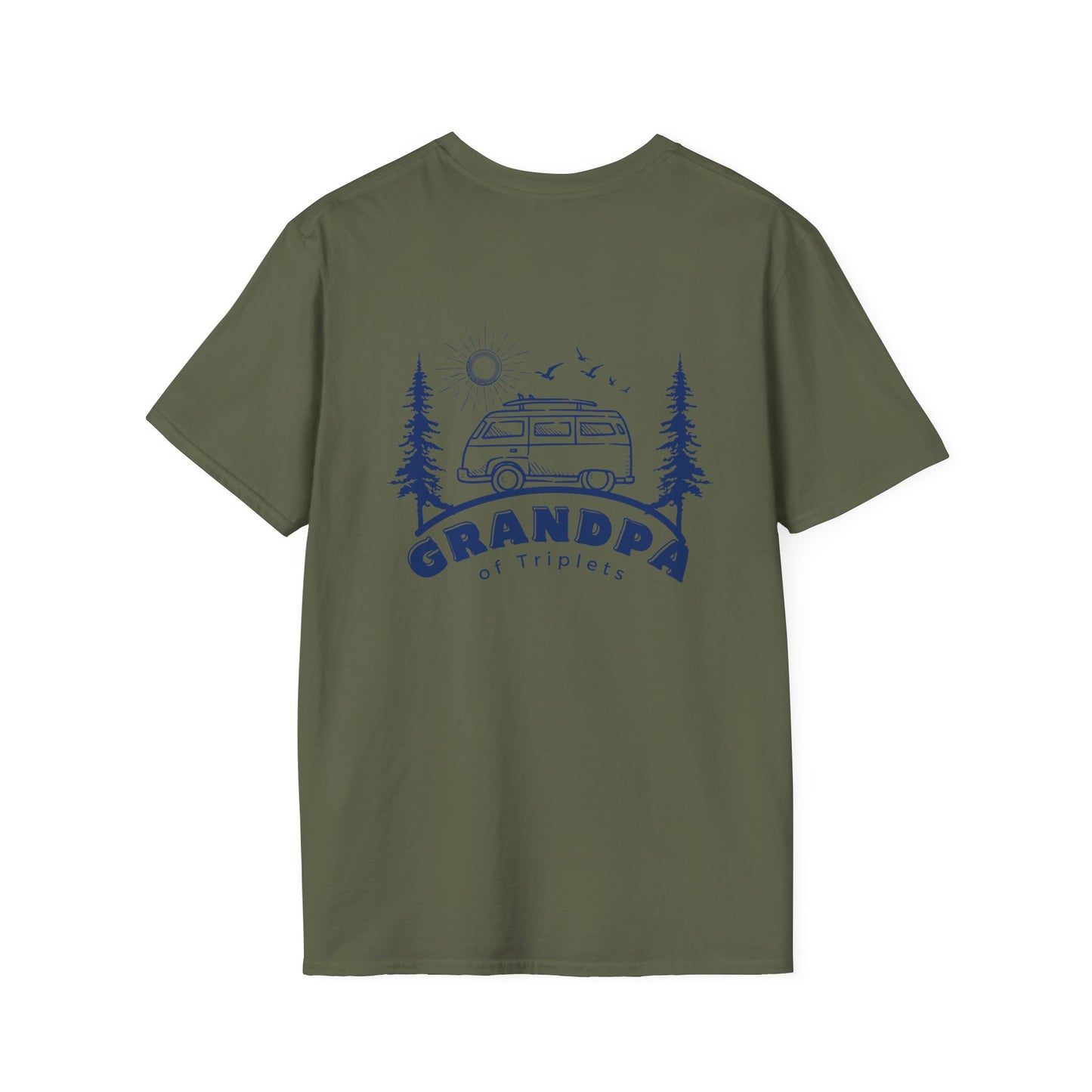 Grandpa of Triplets- Camper Graphic T-Shirt — front and Back Designs