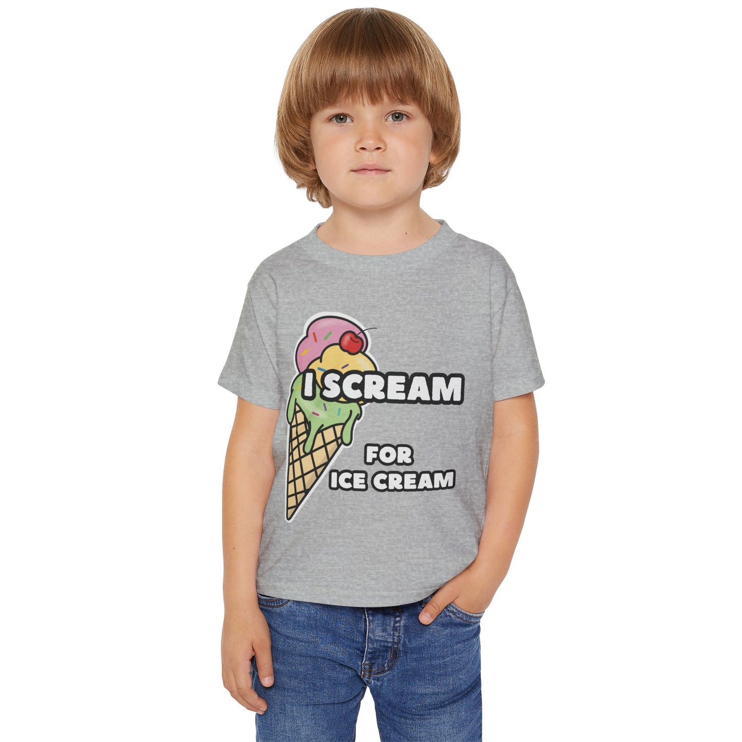 Cute Toddler T-Shirt - I Scream for Ice Cream, Summer Tee for Kids, Birthday Gift, Fun Humorous Shirt, Toddler Apparel