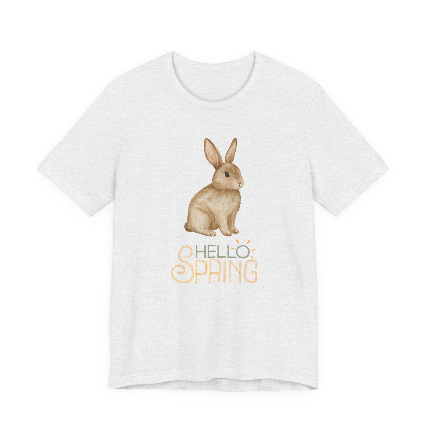 Hello Spring Bunny T-Shirt — Cute Watercolor Rabbit Spring Tee