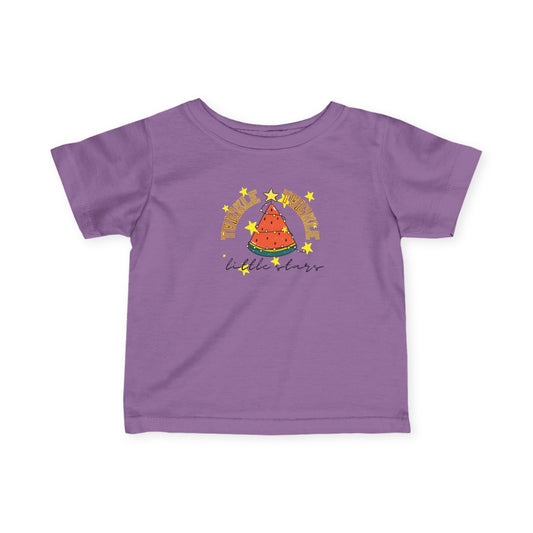 Twinkle, Twinkle, Little Stars- Watermelon Christmas Tree Baby T‑Shirt