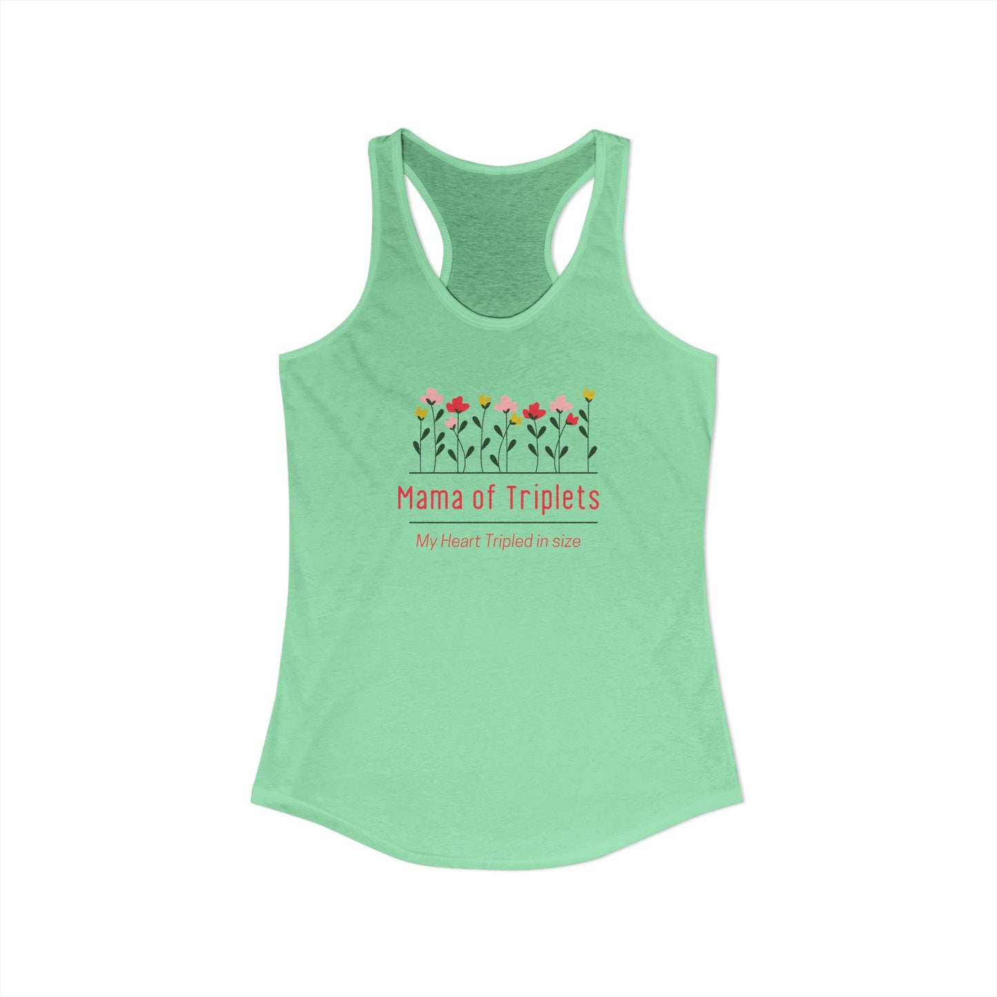 Mama of Triplets- Floral Racerback Tank