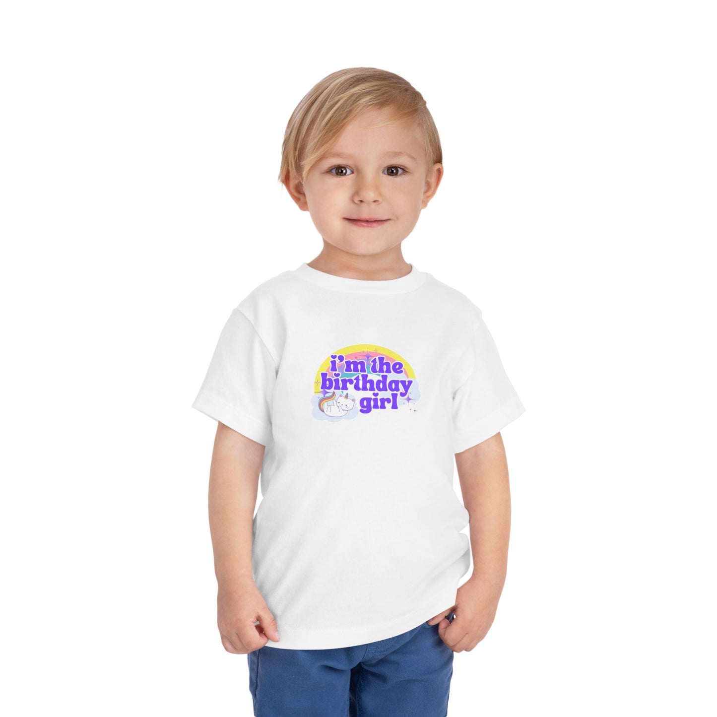 Birthday Girl Kids 2 to 5 years Tee — "I'm the Birthday Girl" Cat Unicorn Party Shirt