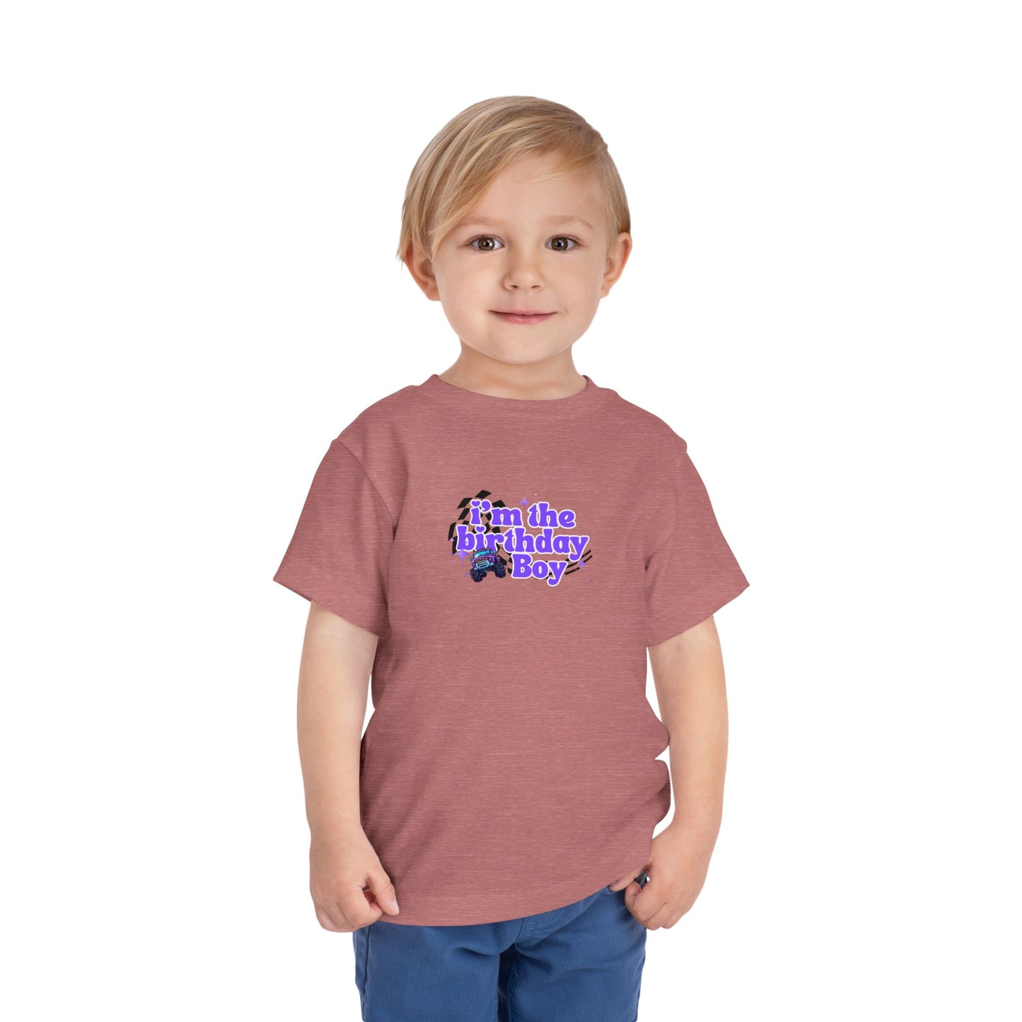Birthday Boy Kids 2 to 5 Years Tee — 'I'm the Birthday Boy' Purple Racing Design