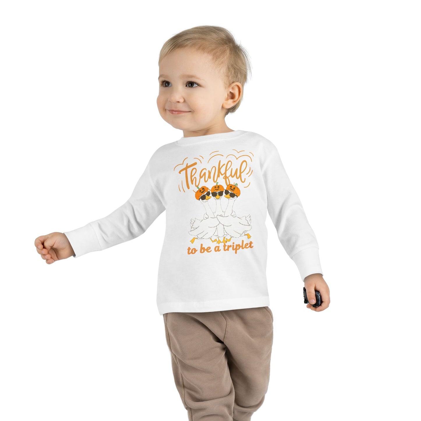 Thankful to Be a Triplet Toddler Long Sleeve Tee