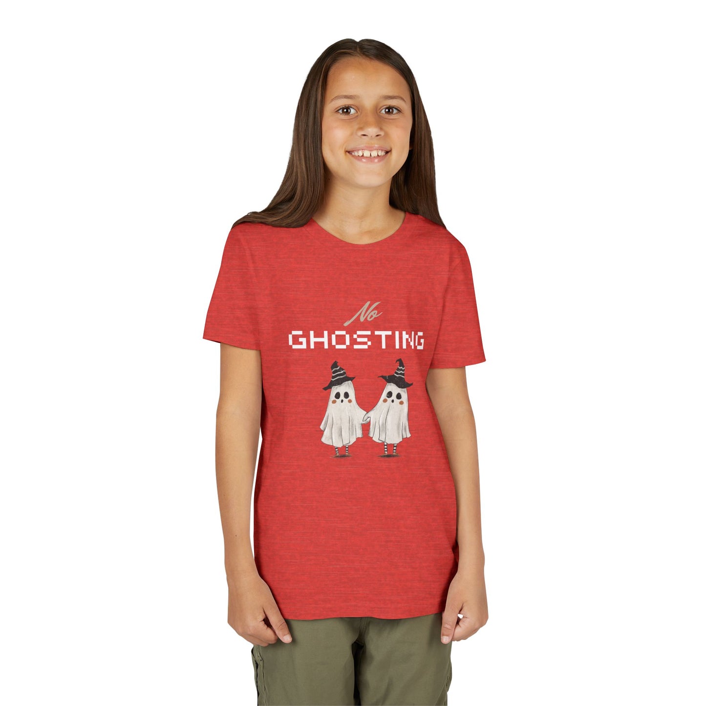 Youth Tee - "No Ghosting" Cute Ghost Kids Halloween T-Shirt