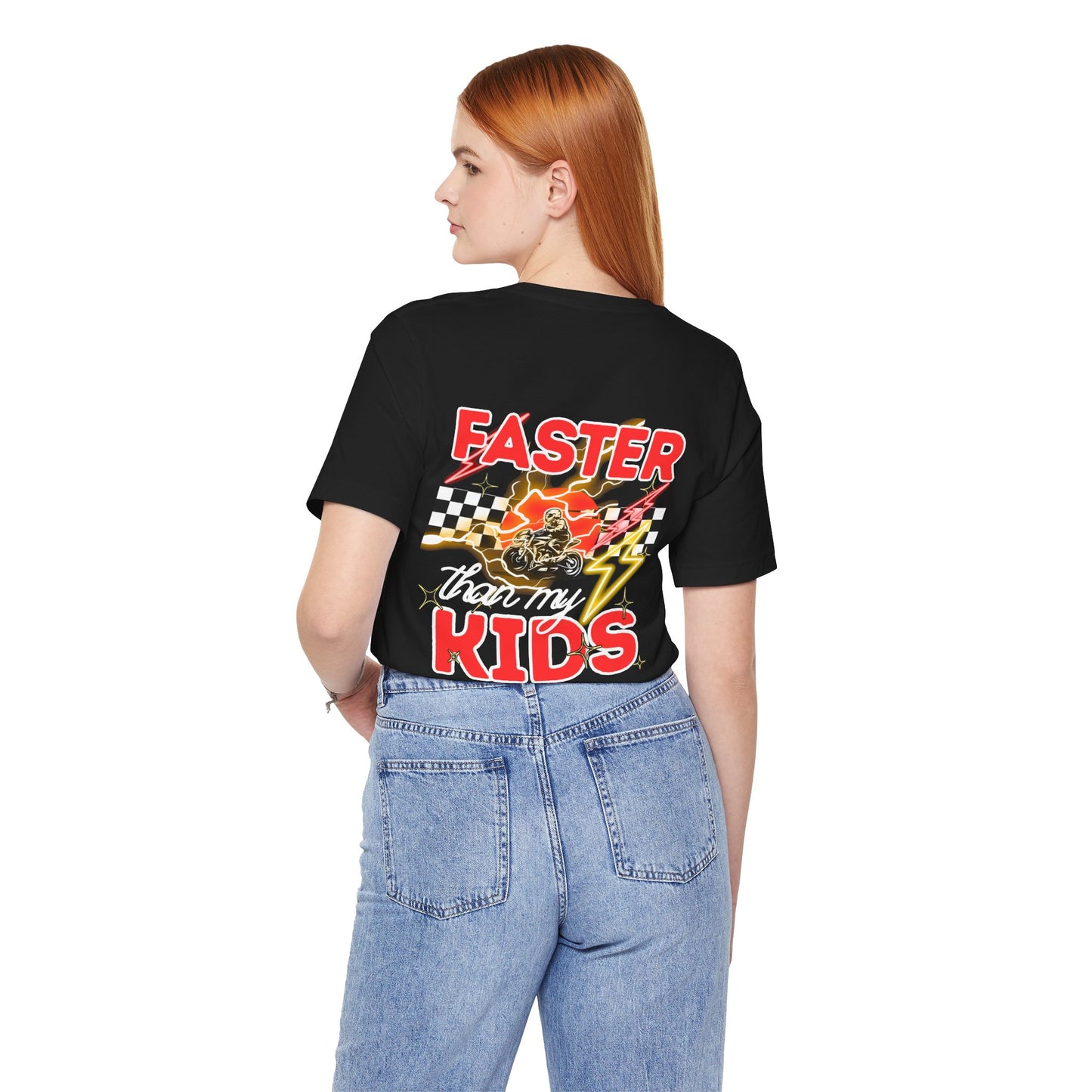 Faster Than My Kids Racing Tee — Motorcycle Retro Graphic Shirt