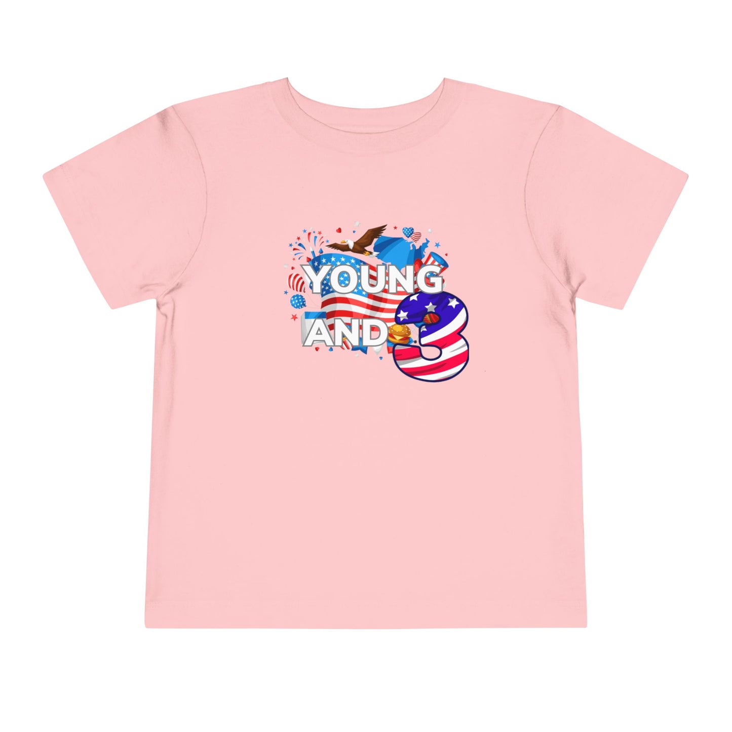 3rd Birthday- "Young and Free" USA Toddler Tee – Cute Kids' Unisex Shirt with Patriotic Design