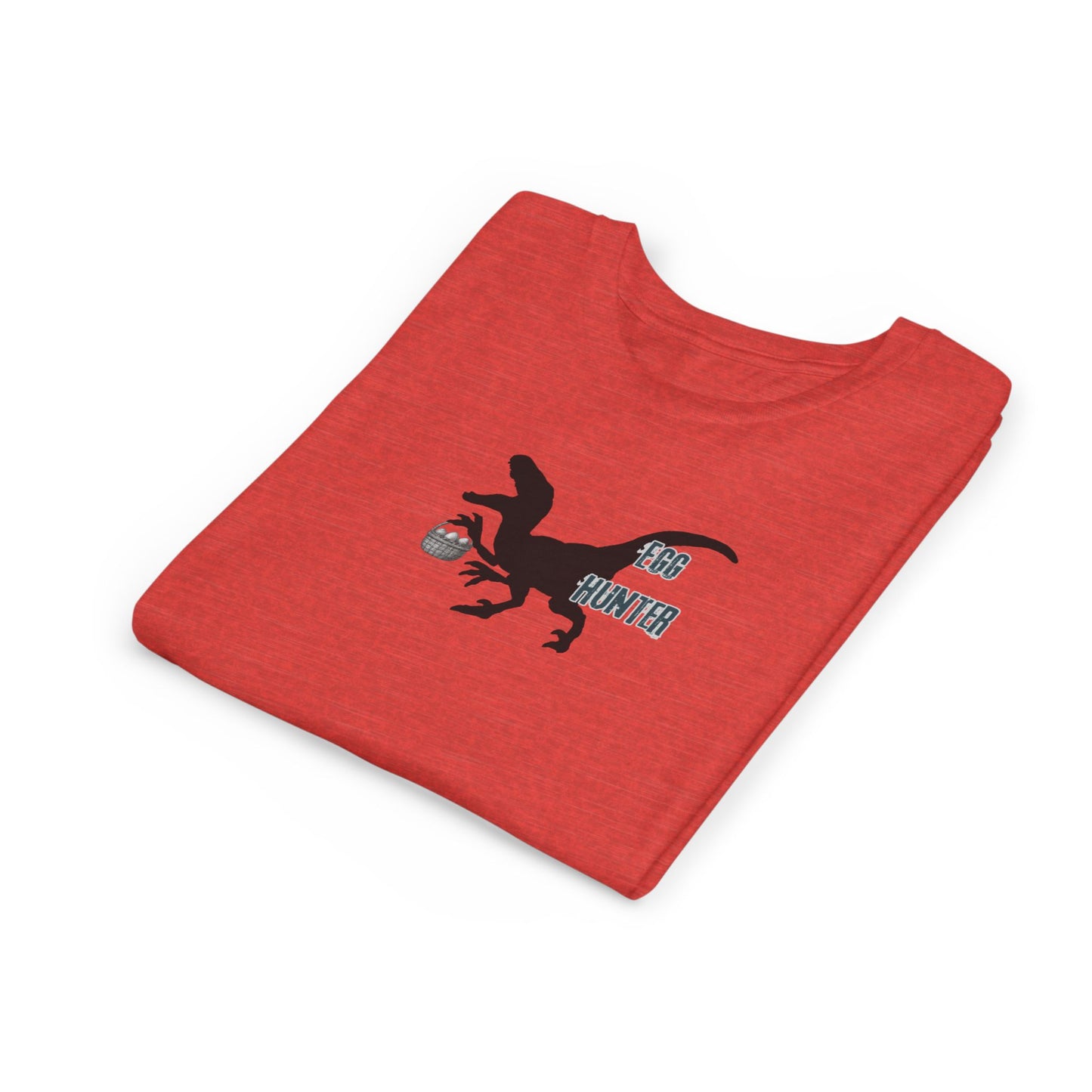 Kids T‑Shirt – 'Egg Hunter' Raptor Dinosaur Easter Tee