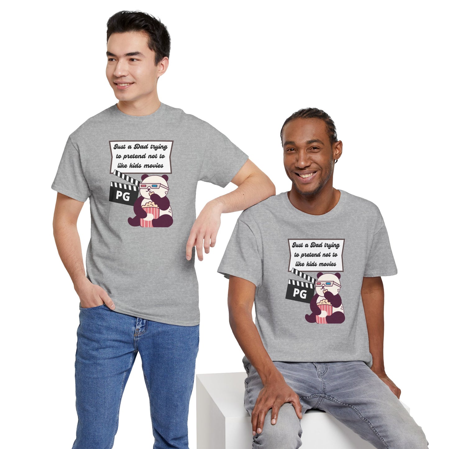 Funny Dad Tee - "Just a Dad Trying to Pretend Not to Like Kids Movies" Unisex Heavy Cotton Shirt