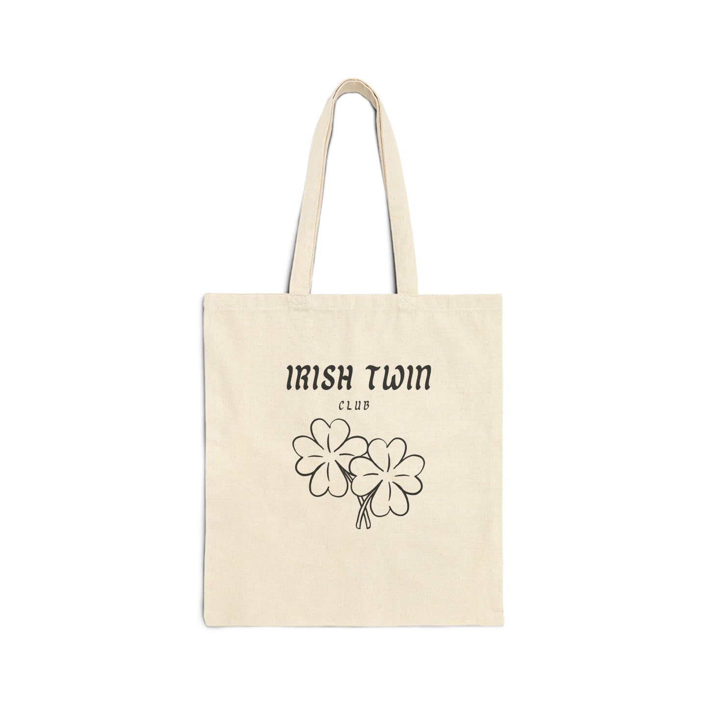 Tote Bag — "Irish Twin Club" Shamrock Cotton Canvas Tote