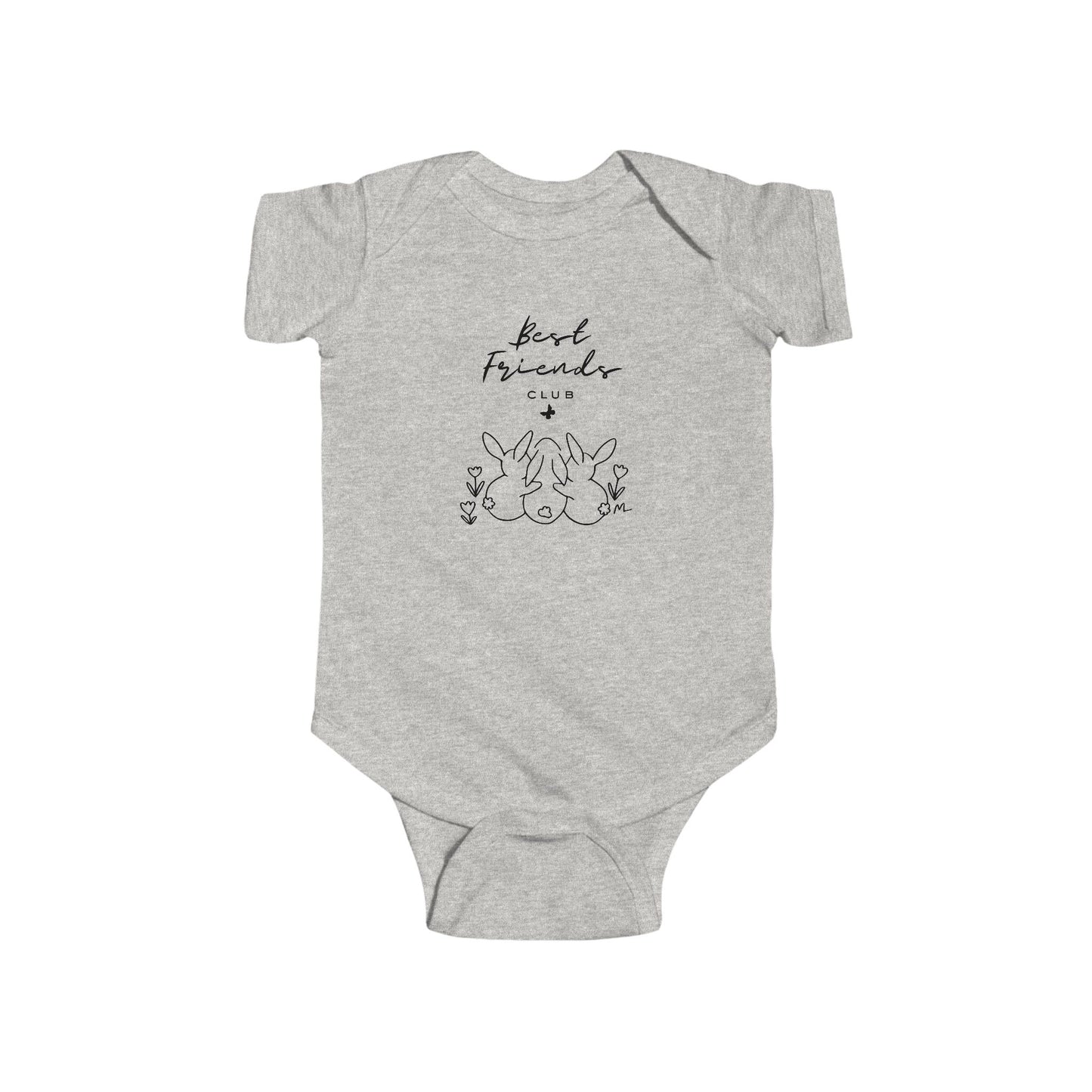 Best Friends Baby Bodysuit — Cute Bunny Line Art Onesie