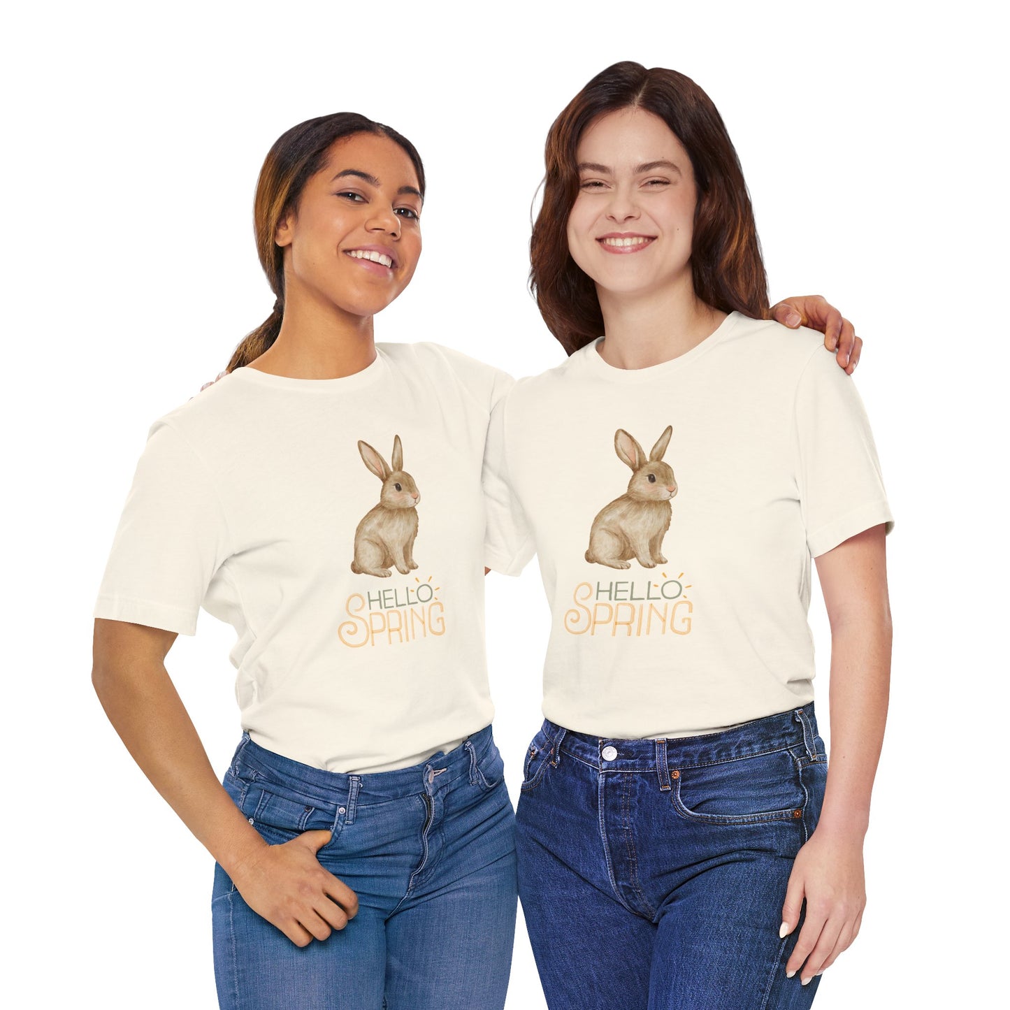 Hello Spring Bunny T-Shirt — Cute Watercolor Rabbit Spring Tee