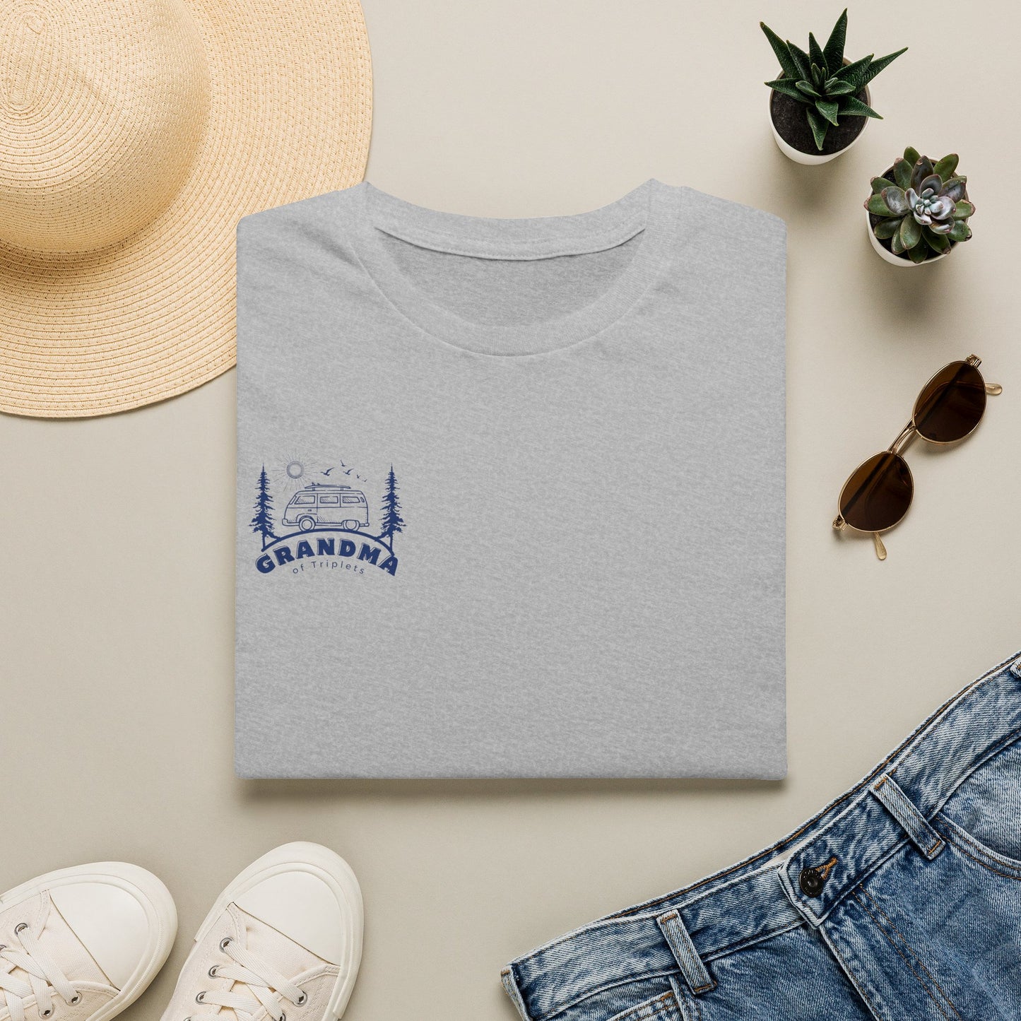 Grandma of Triplets - Camper Van Graphic-Front and Back Design