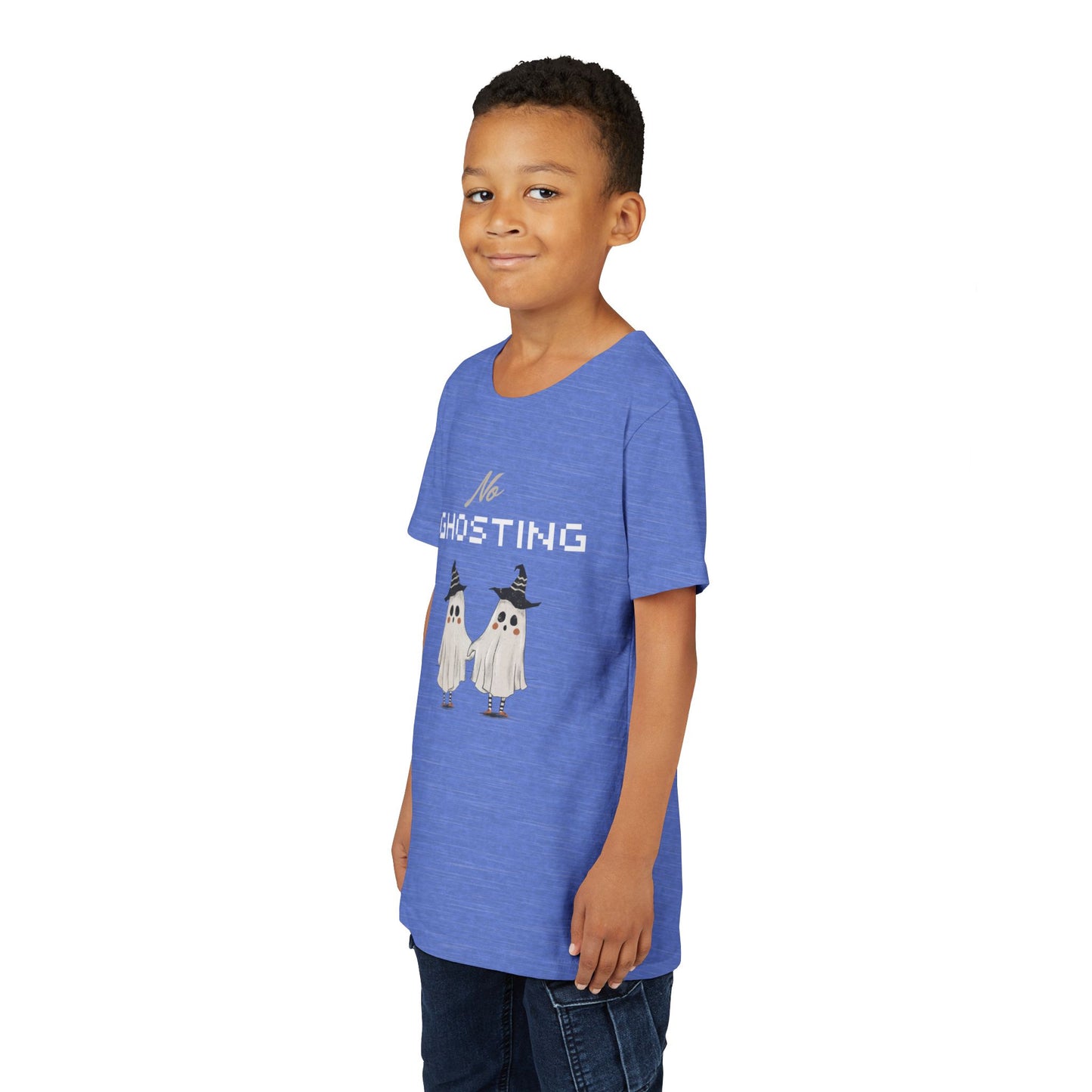 Youth Tee - "No Ghosting" Cute Ghost Kids Halloween T-Shirt