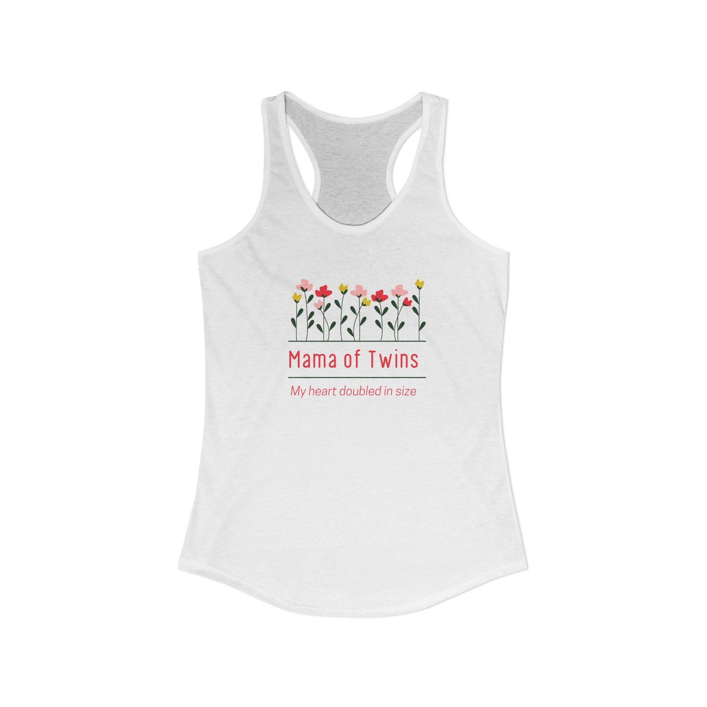 Mama of Twins- Floral Women's Ideal Racerback Tank