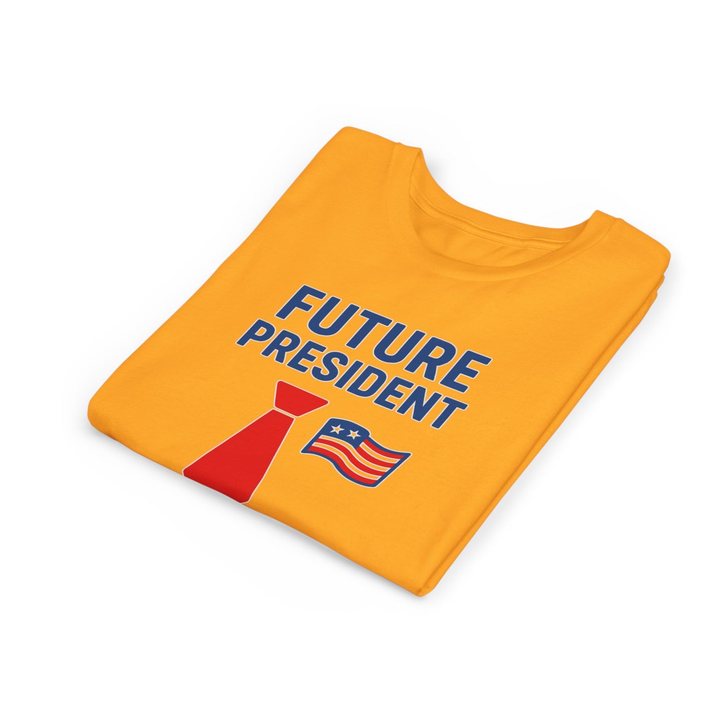 Youth Tee — "Future President" Patriotic Kids T-Shirt with Tie & Flag Design