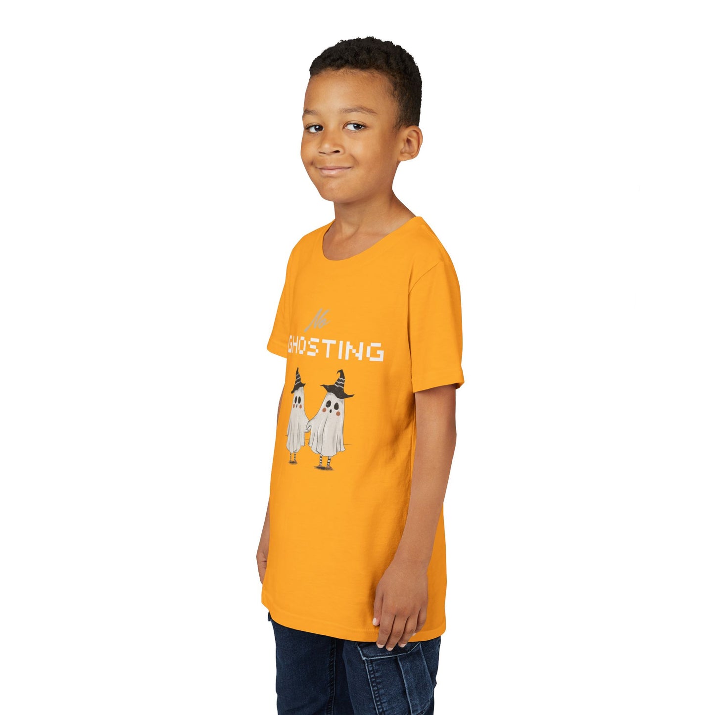 Youth Tee - "No Ghosting" Cute Ghost Kids Halloween T-Shirt