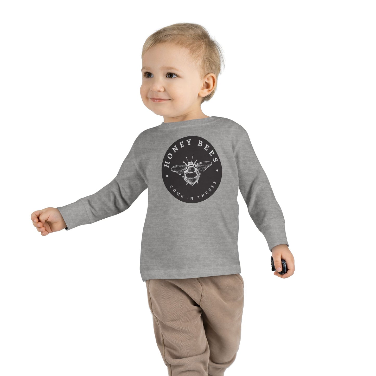 Honey Bees Come in Threes -2 -6 Years Old-Toddler Long Sleeve Tee, Toddler Gifts, Kids Apparel, Triplet Tee, Bee Lover Shirt, Matching Baby Outfit