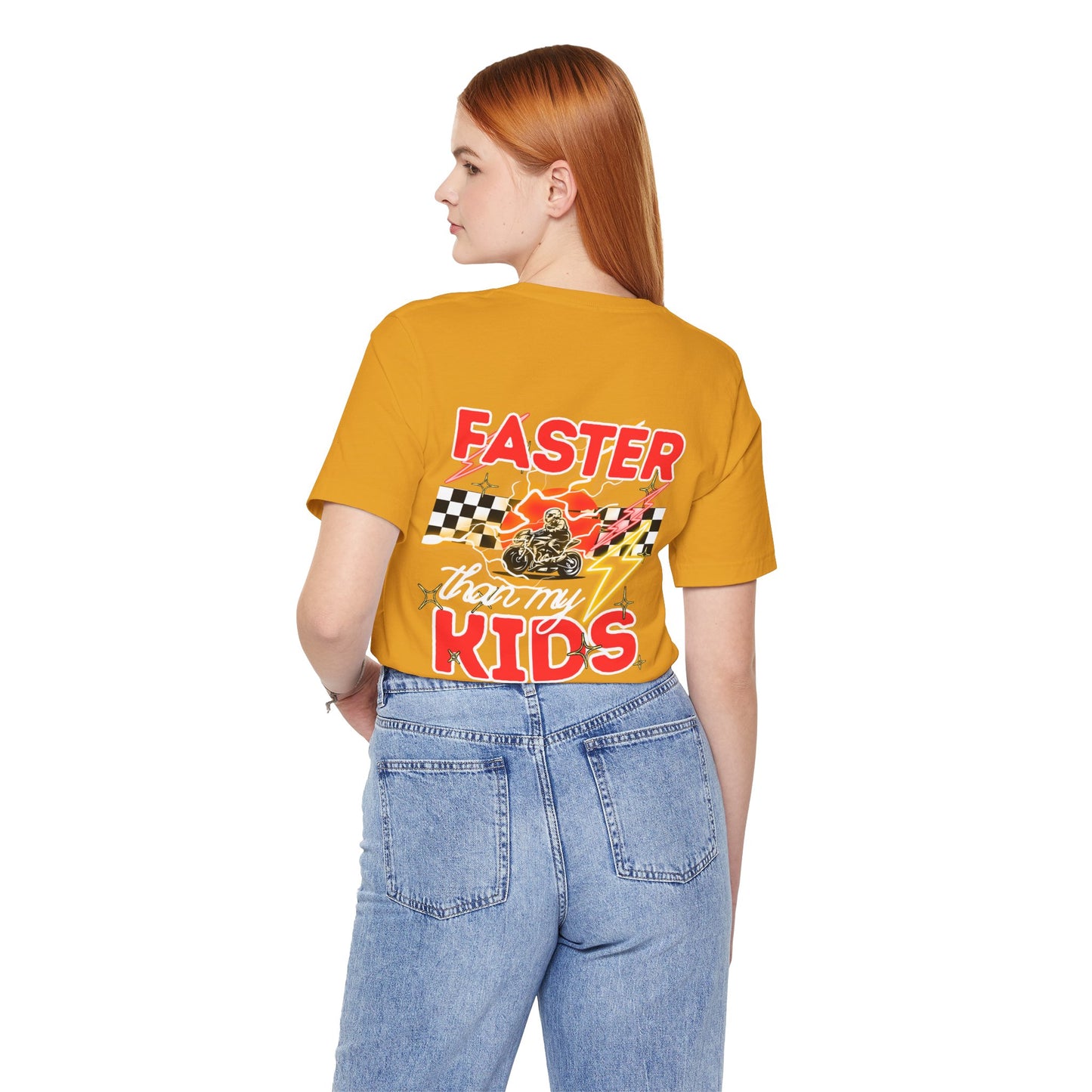 Faster Than My Kids Racing Tee — Motorcycle Retro Graphic Shirt