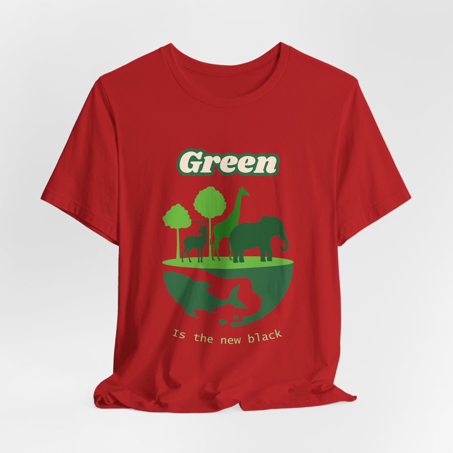 Green Mens Wildlife Conservation T-Shirt — "Green is the New Black" Eco Tee