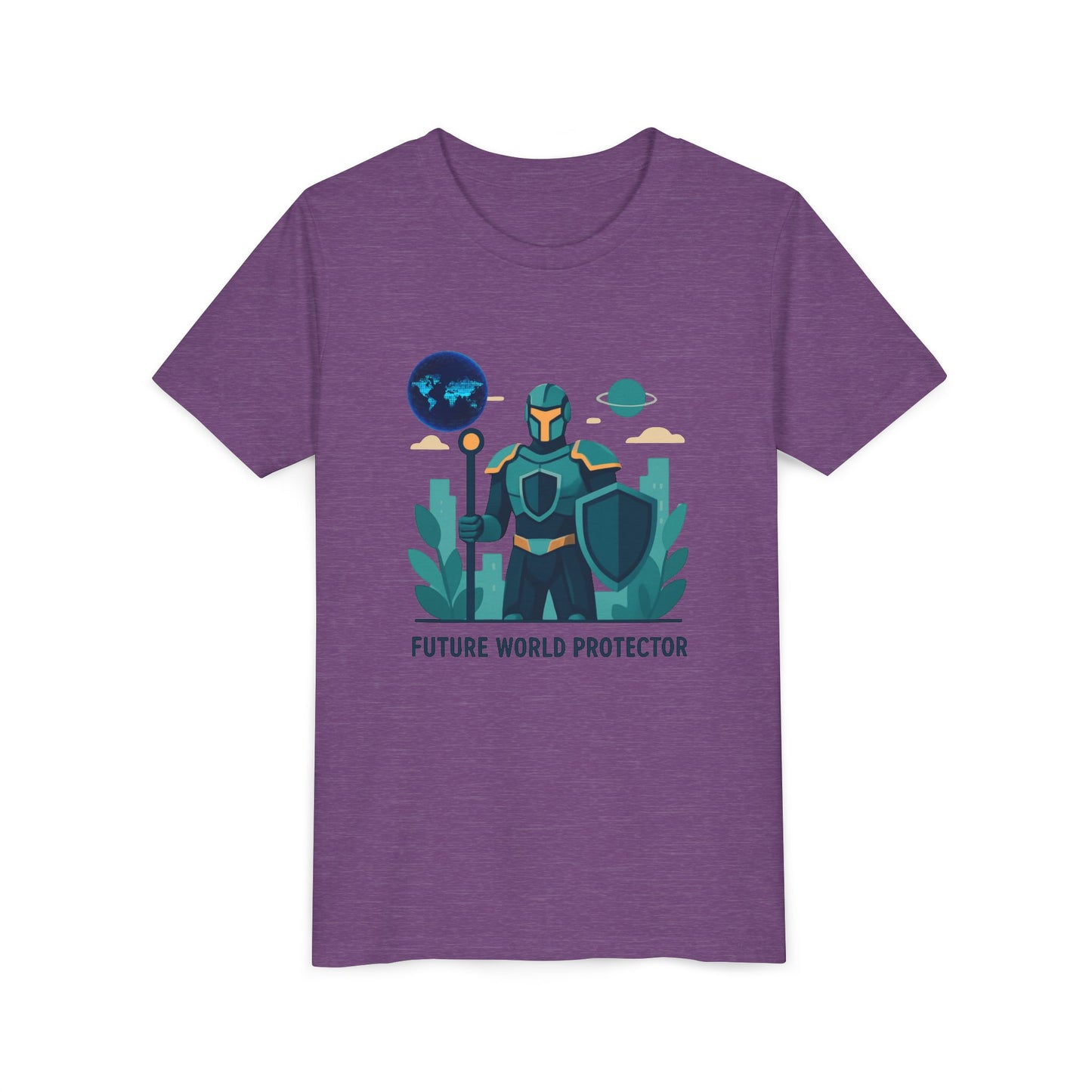 Youth Tee — "Future World Protector" Space Knight Graphic Shirt