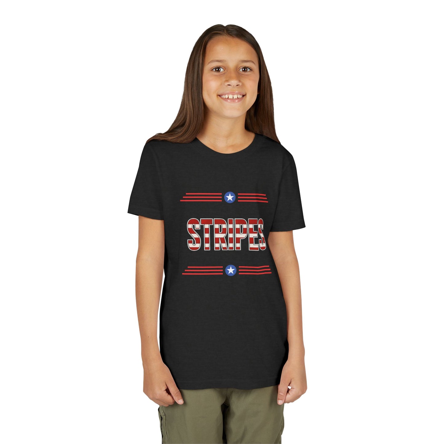 Youth Tee — "Stripes" Patriotic Kids T-Shirt (Red, White & Blue)