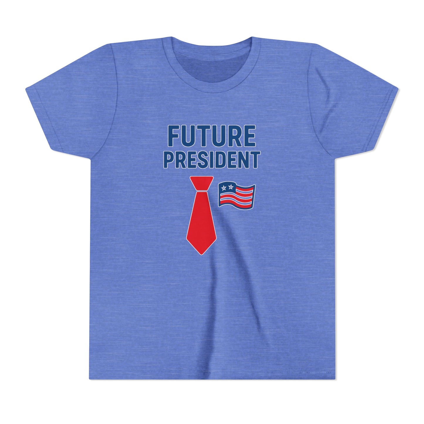 Youth Tee — "Future President" Patriotic Kids T-Shirt with Tie & Flag Design