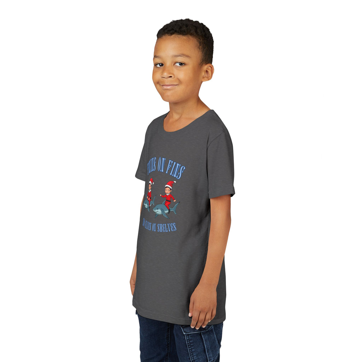 Twins on Fins- Shark Graphic Shirt- Elves on Shelves Parody
