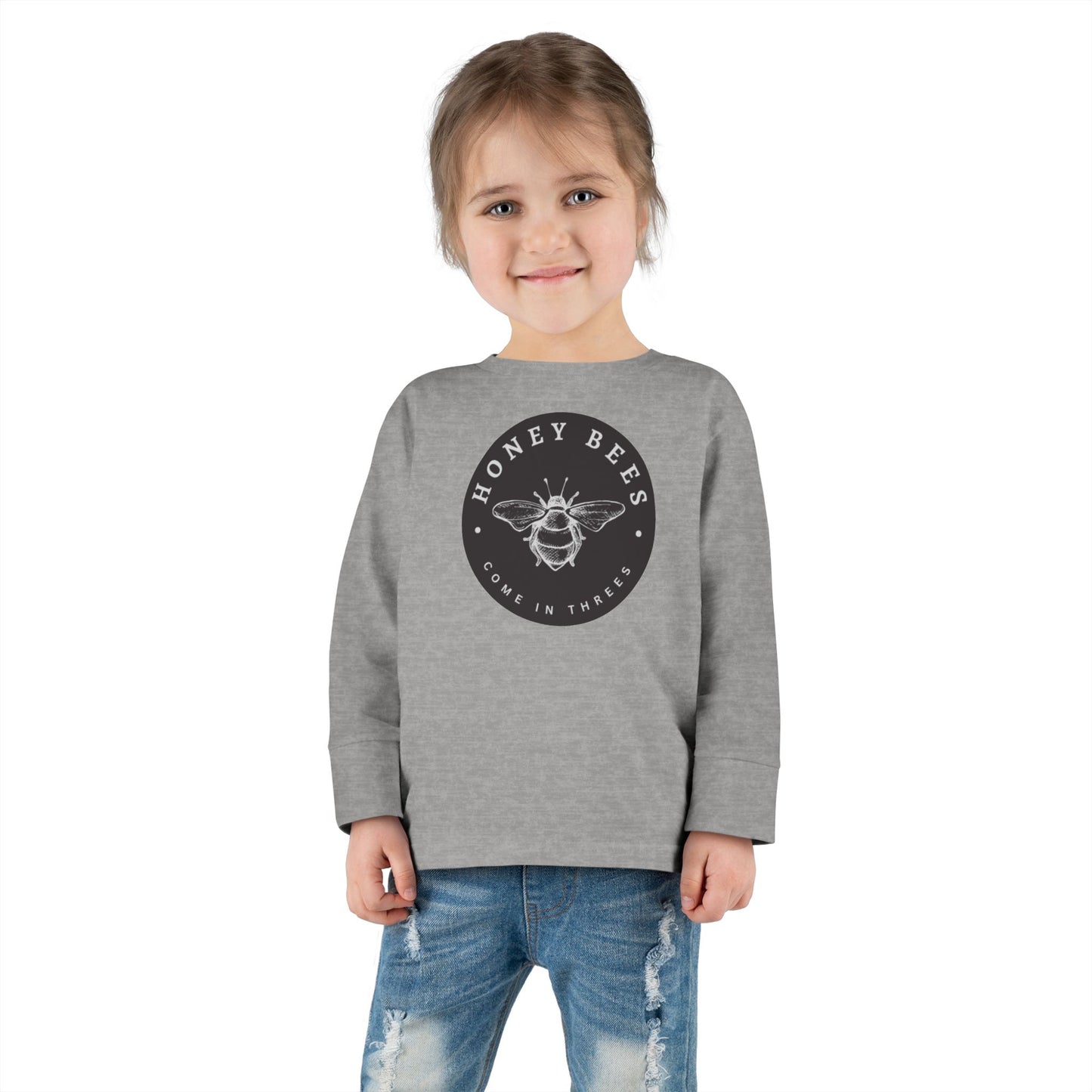 Honey Bees Come in Threes -2 -6 Years Old-Toddler Long Sleeve Tee, Toddler Gifts, Kids Apparel, Triplet Tee, Bee Lover Shirt, Matching Baby Outfit