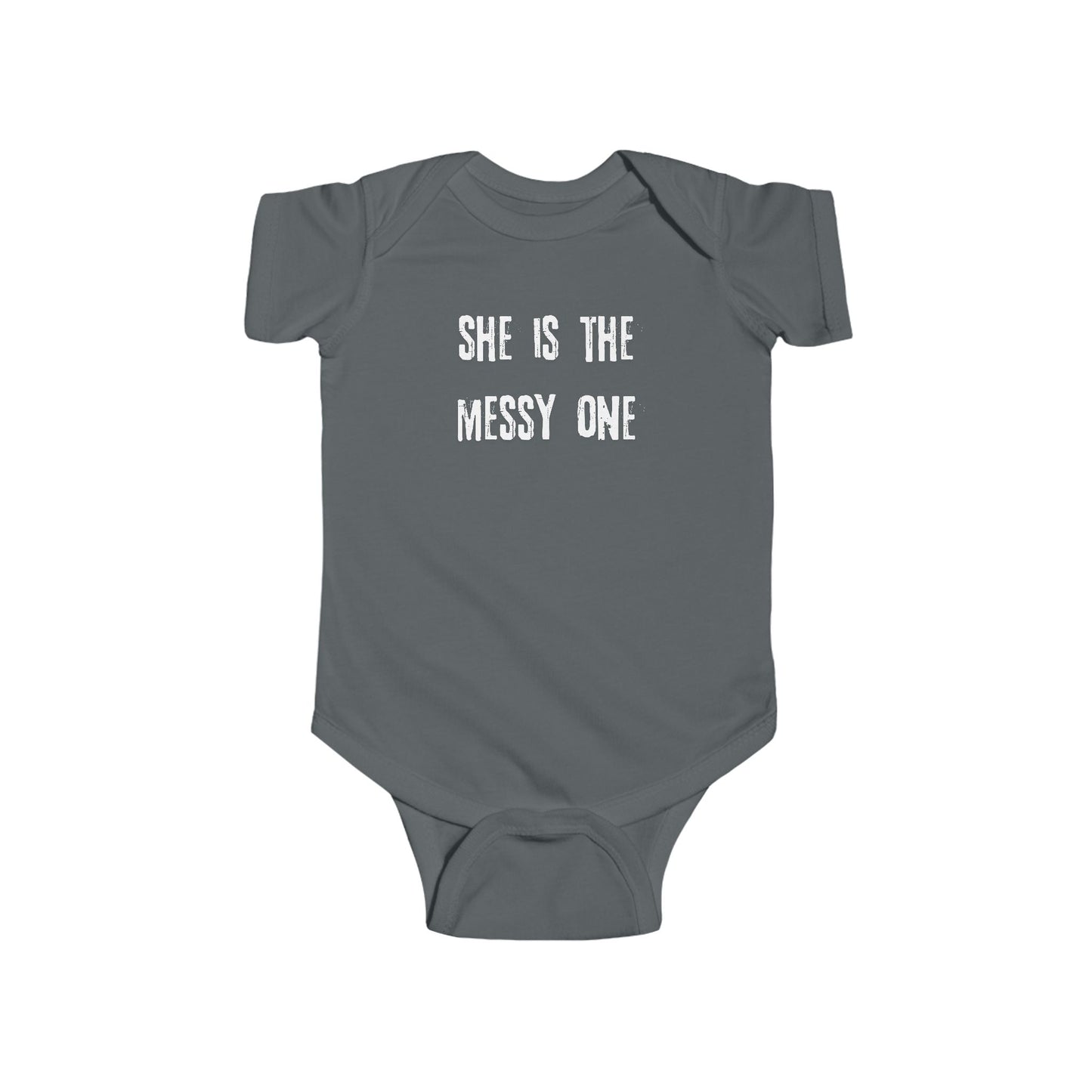 Twin Baby Bodysuit "She Is The Messy One" – Baby Girl Funny Graphic Onesie