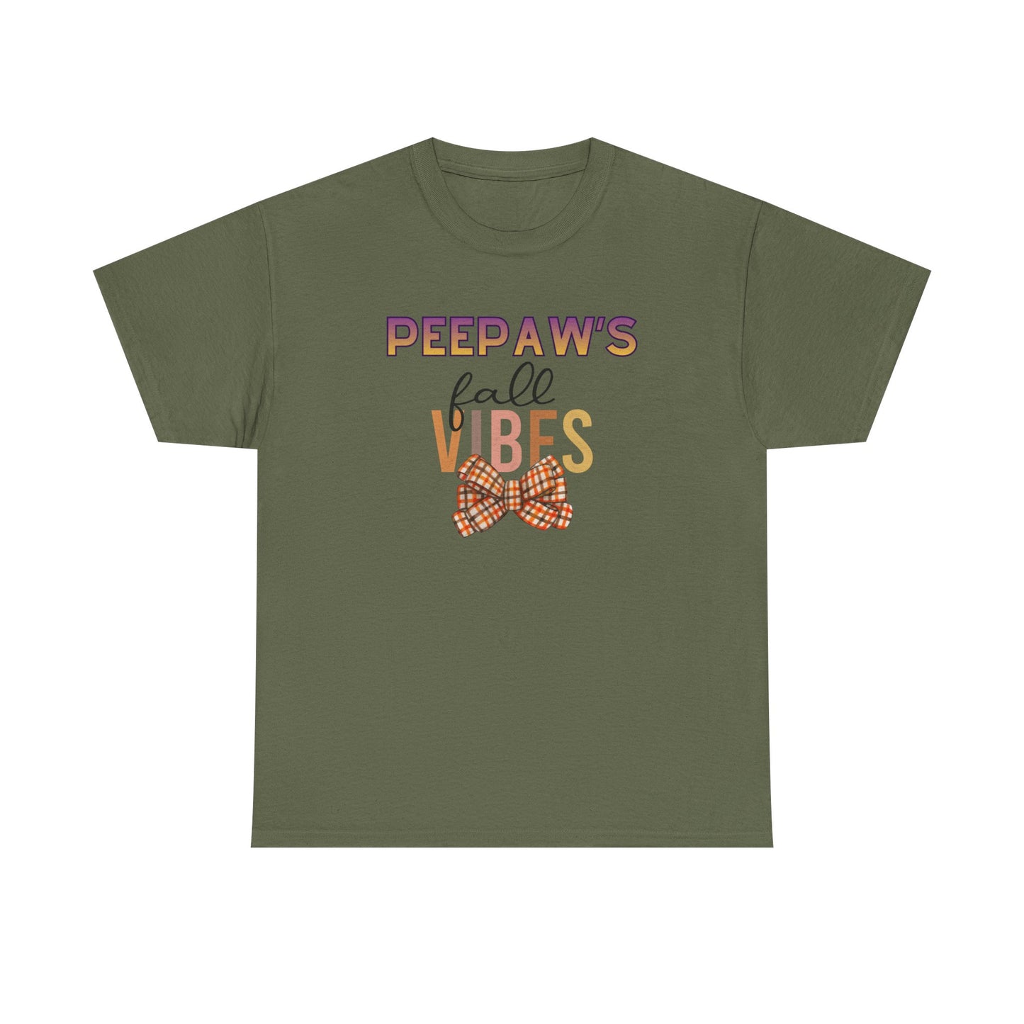 Pepaw's Fall Vibes T-Shirt — Grandpa Autumn Plaid Bow Tee
