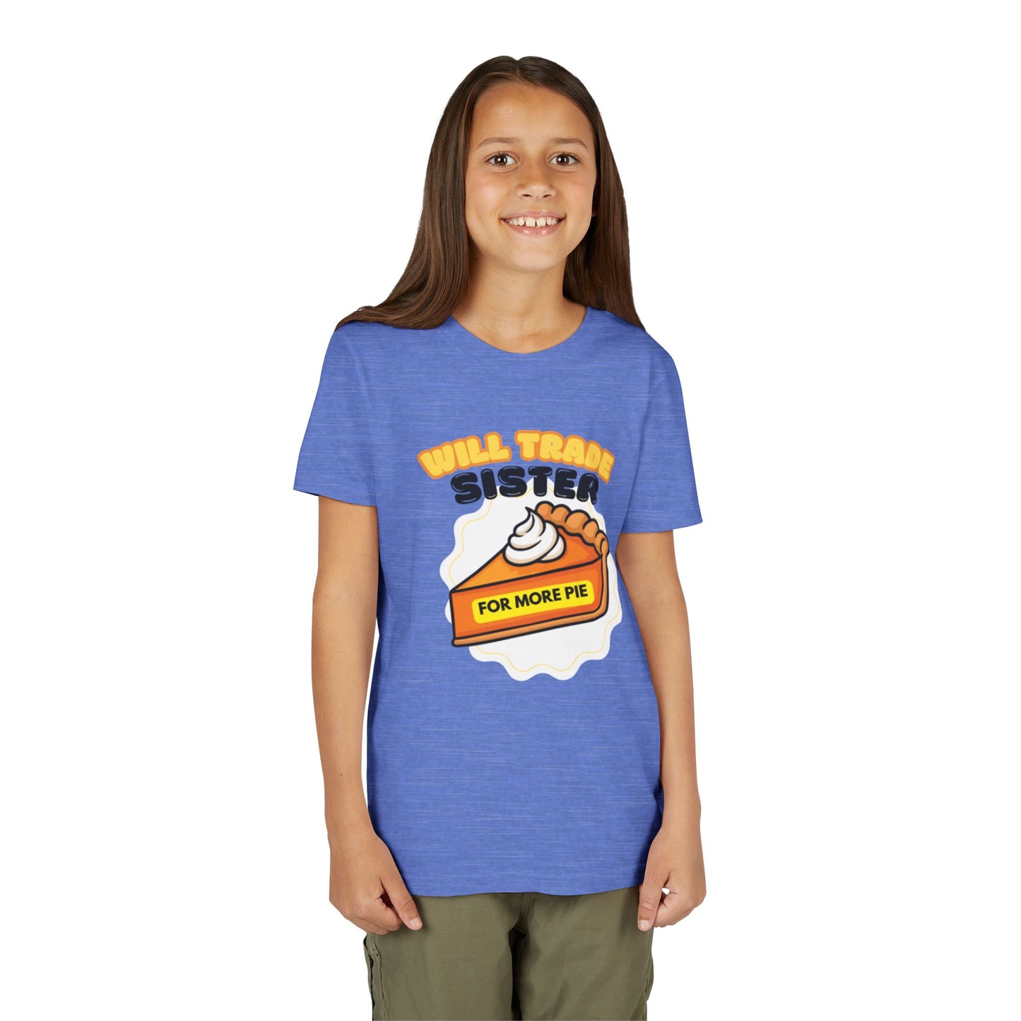 Teenage Sibling Tee - "Will Trade Sister for More Pie" Funny Kids Thanksgiving Shirt