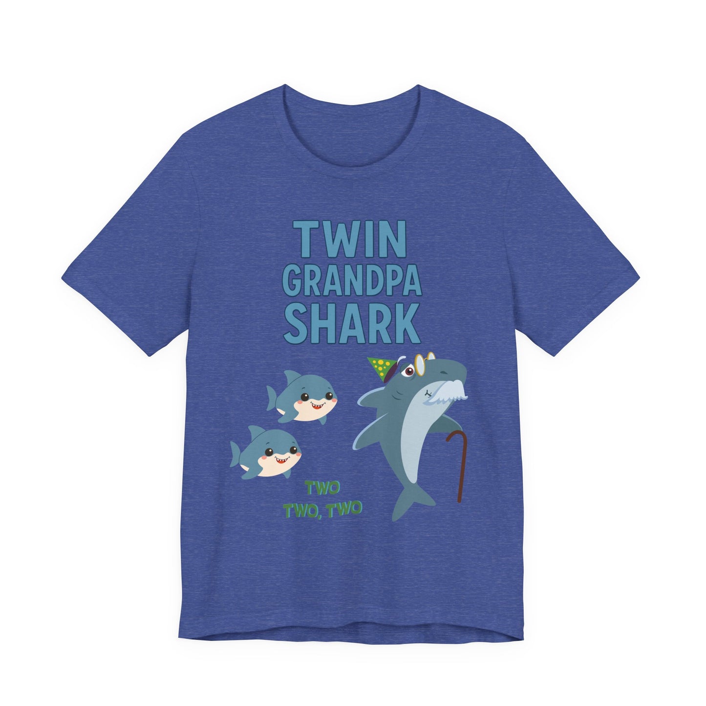 Twin Grandpa Shark T‑Shirt – Cute Grandpa & Twin Grandkids Family Tee