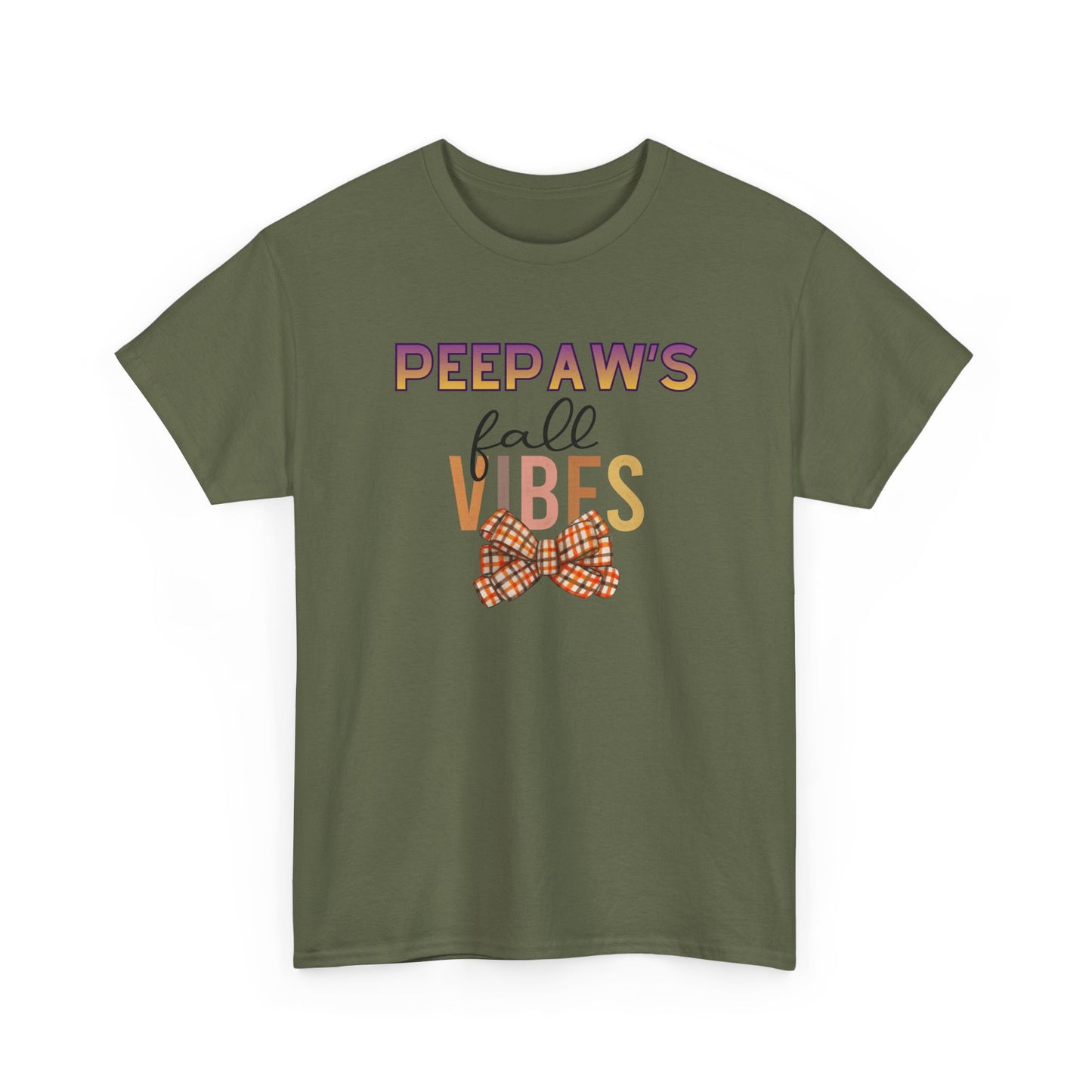 Pepaw's Fall Vibes T-Shirt — Grandpa Autumn Plaid Bow Tee